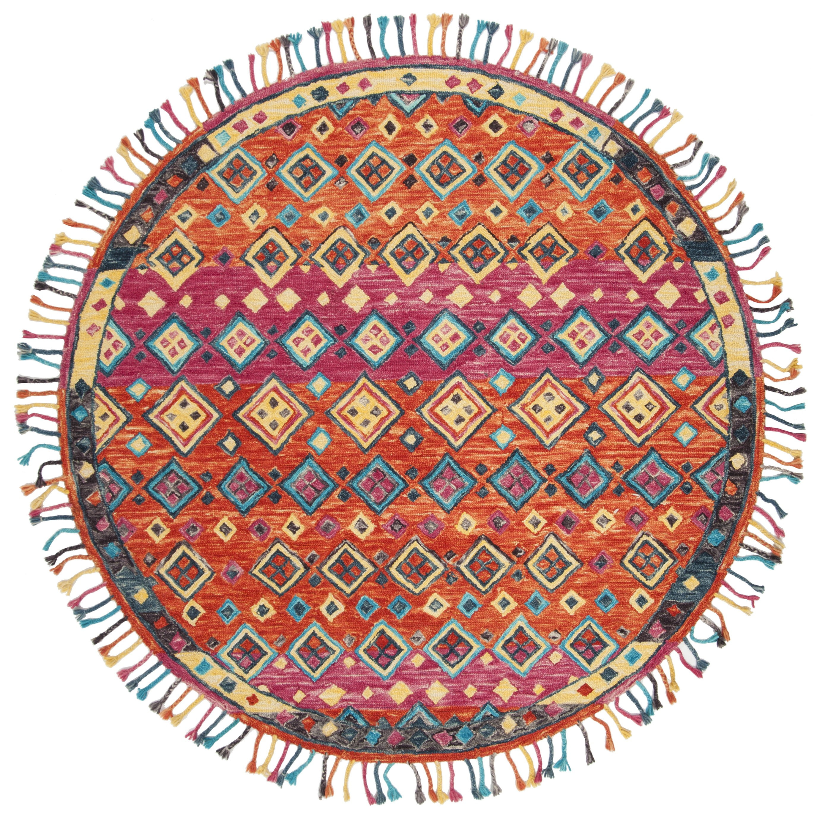 SAFAVIEH Aspen Jake Southwestern Wool Area Rug, Orange/Fuchsia, 10' x 10' Round