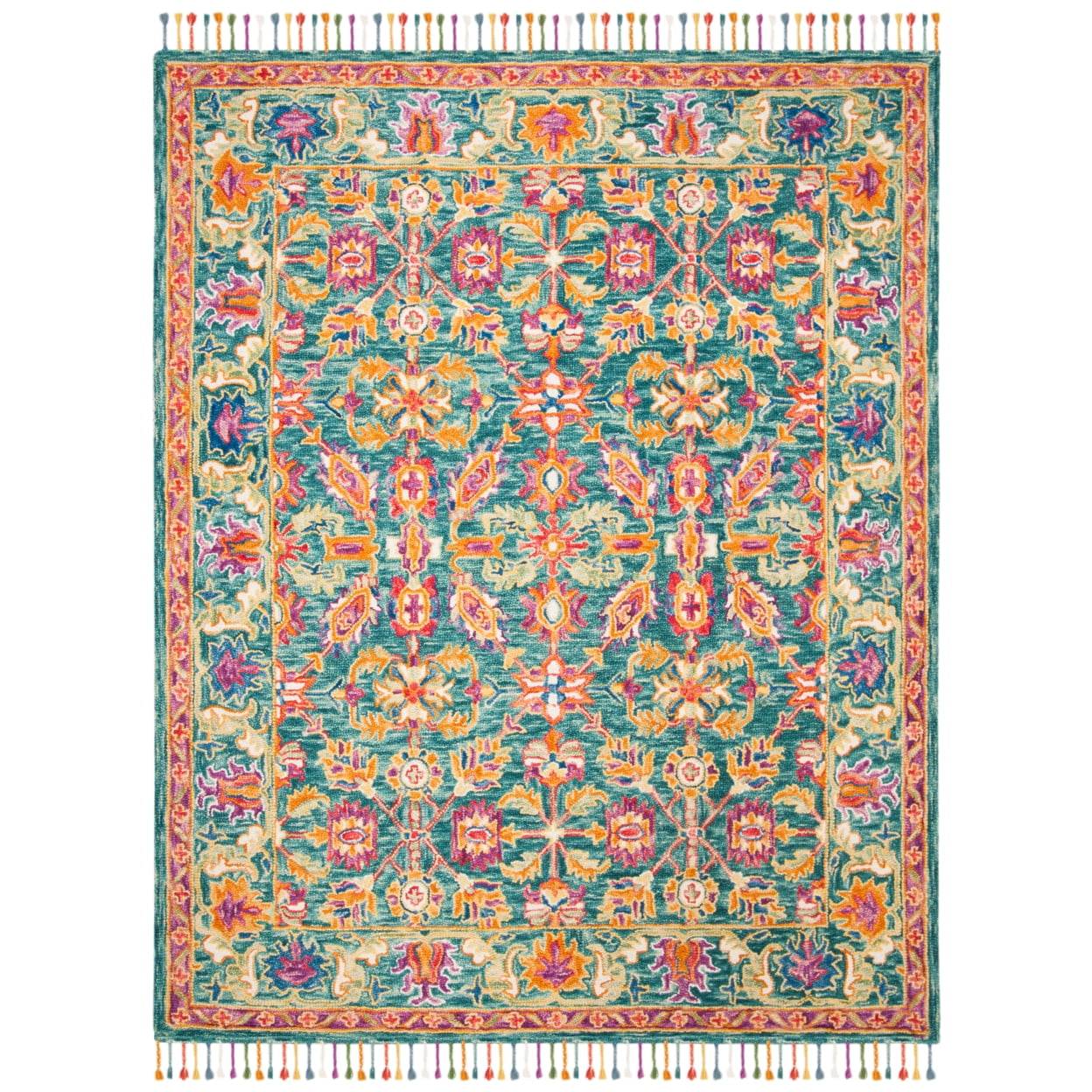 SAFAVIEH Aspen Mario Floral Wool Area Rug, Turquoise/Purple, 2' x 3'