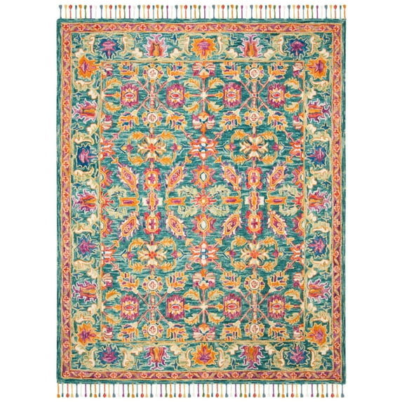 SAFAVIEH Aspen Mario Floral Wool Area Rug, Turquoise/Purple, 2' x 3'