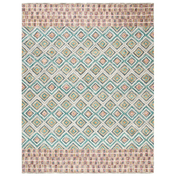 SAFAVIEH Aspen Maurice Geometric Wool Area Rug, Green/Red, 10' x 14'