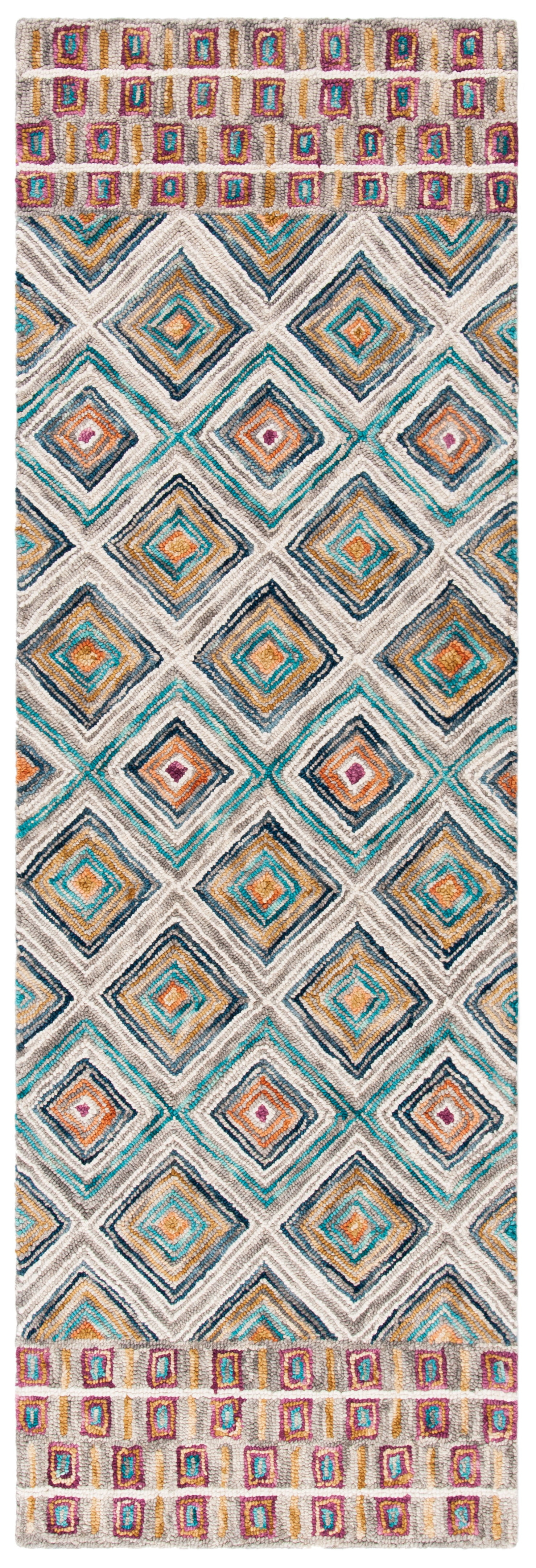 SAFAVIEH Aspen Maurice Geometric Wool Runner Rug, Green/Red, 2'3" x 11'