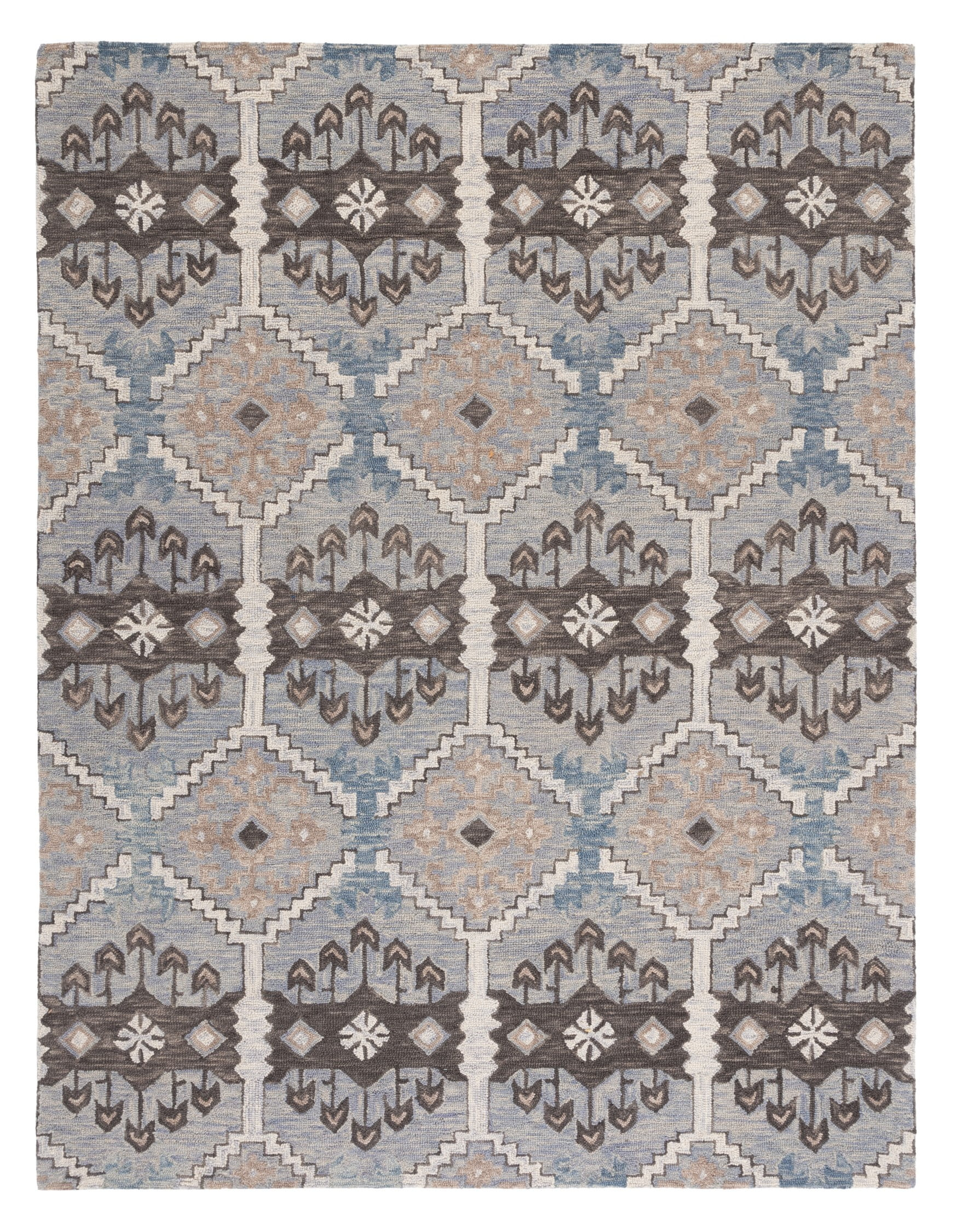 SAFAVIEH Aspen Noweel Geometric Wool Area Rug, Light Blue/Cream, 11' x 15'