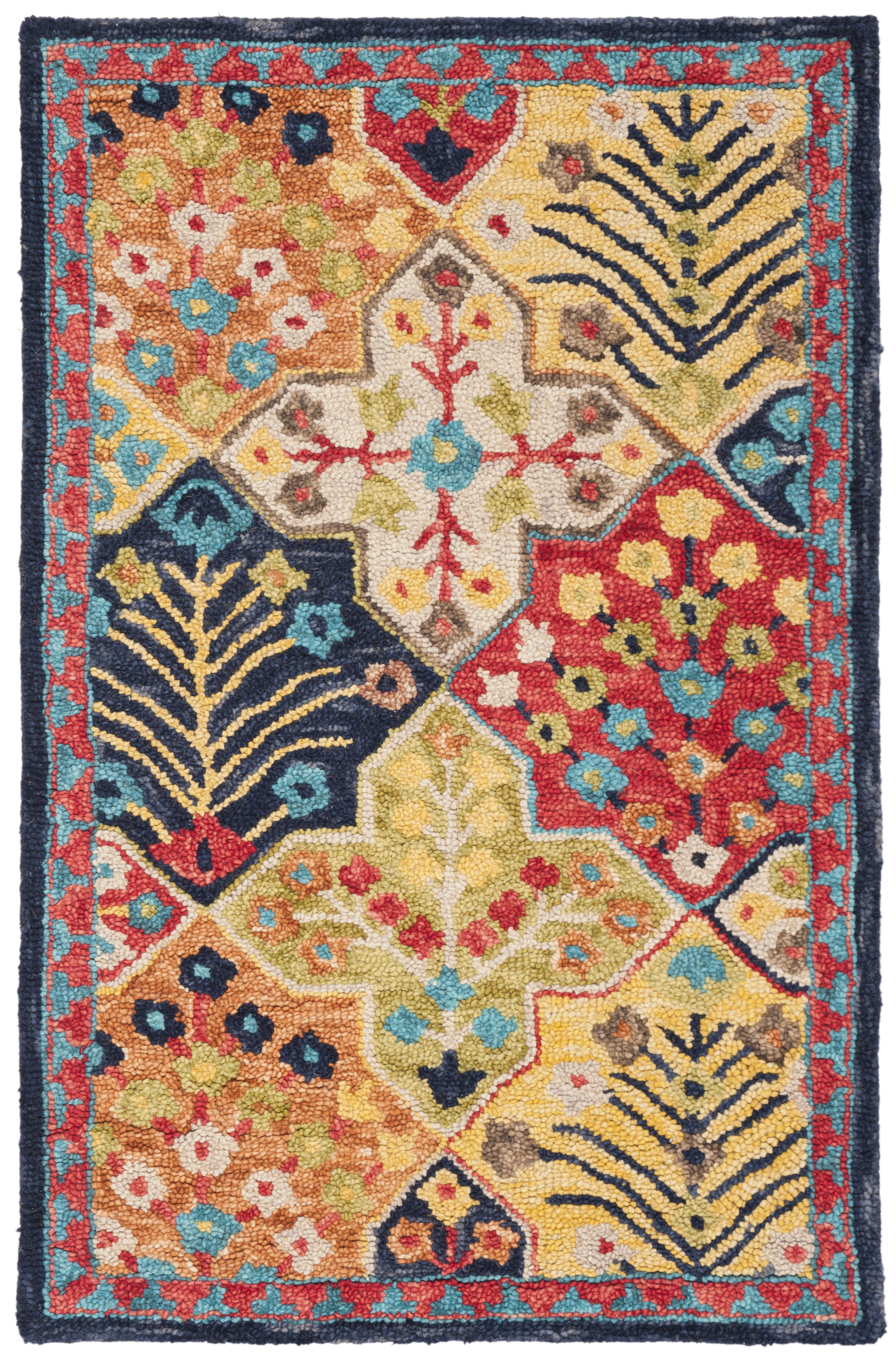 Aspen APN514 Hand Tufted Accent Rug - Blue/Orange - 2' X 3' - Safavieh.
