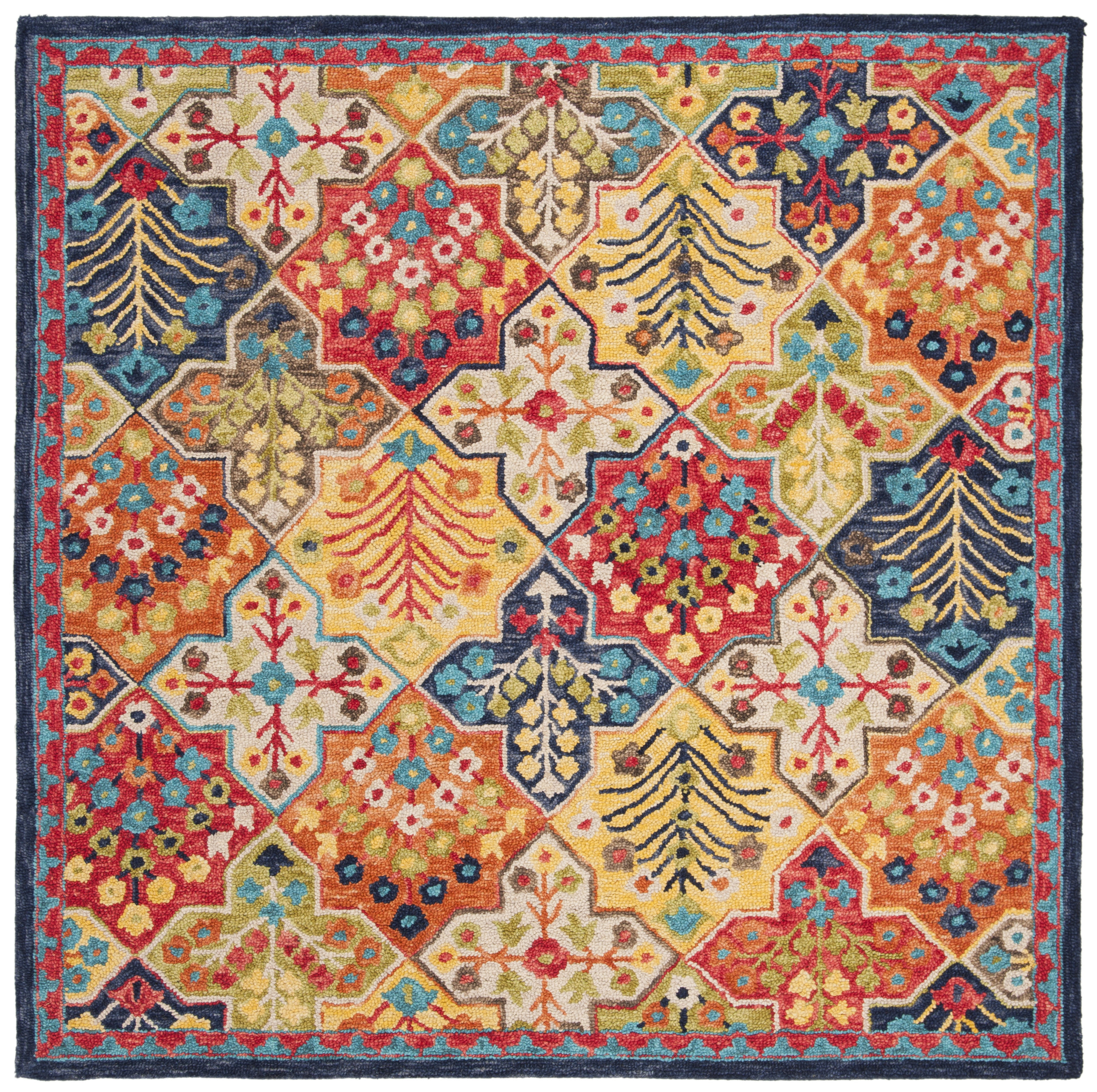 Aspen APN514 Hand Tufted Area Rug - Blue/Orange - 9'x9' - Safavieh.