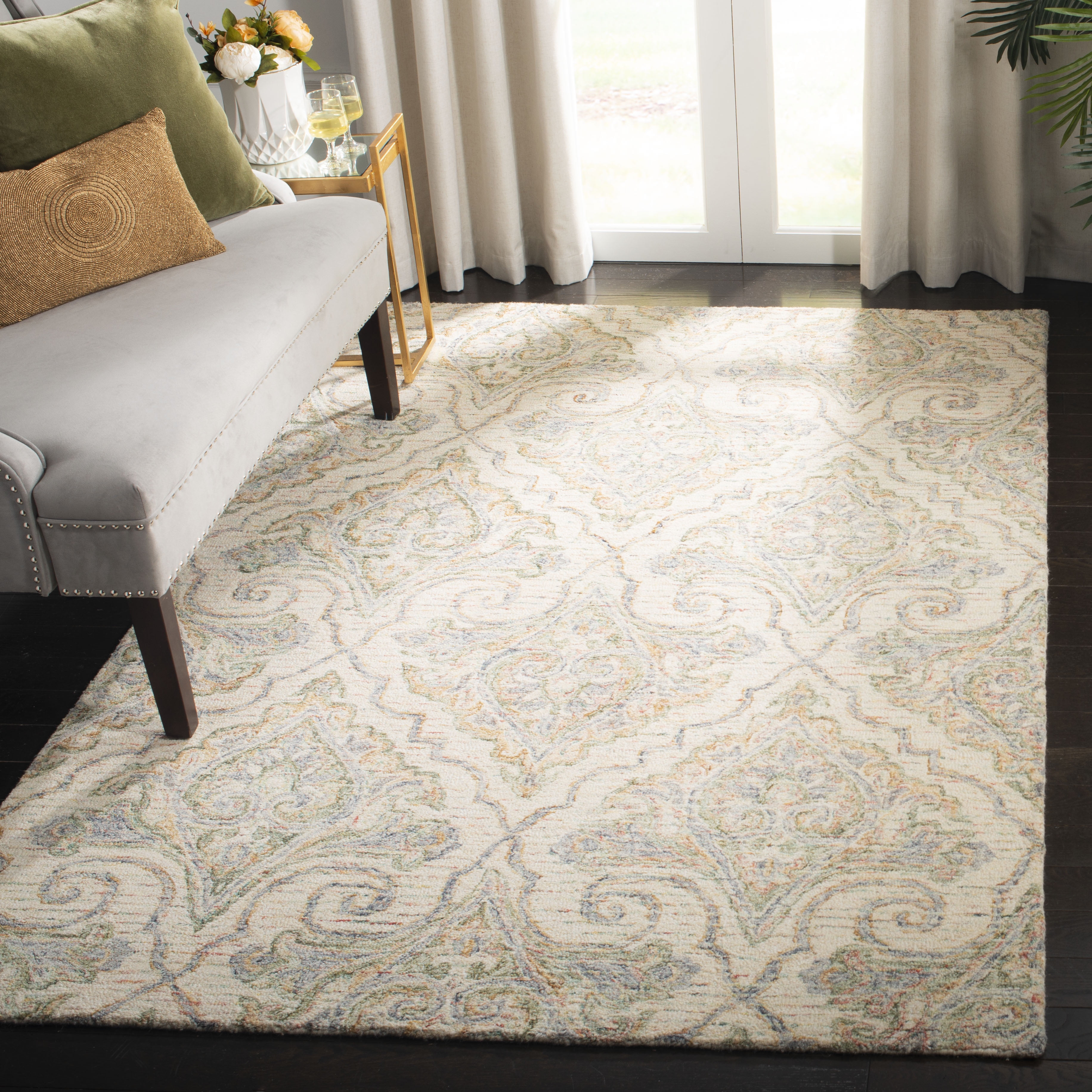 Aubusson AUB103 Hand Tufted Area Rug - Ivory/Green - 8'x10' - Safavieh.