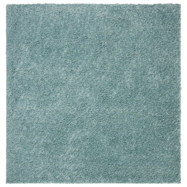 SAFAVIEH August Carlene Solid Plush Shag Area Rug, Aqua, 11' x 11' Square