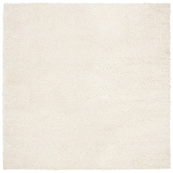 SAFAVIEH August Carlene Solid Plush Shag Area Rug, Ivory, 11' x 11' Square