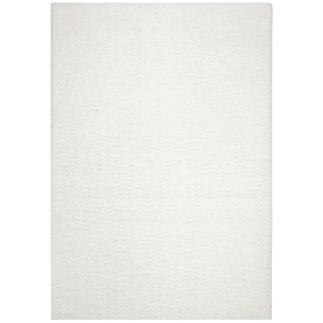 SAFAVIEH August Carlene Solid Plush Shag Area Rug, White, 4' x 6'