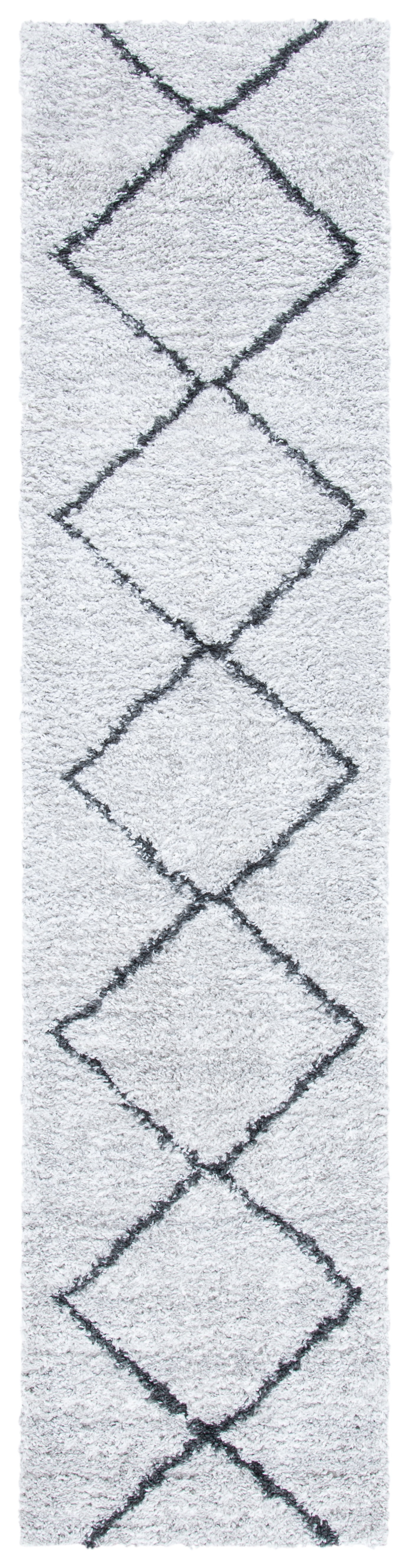 SAFAVIEH August Ravenna Diamond Shag Runner Rug, Beige/Charcoal, 2'2" x 9'