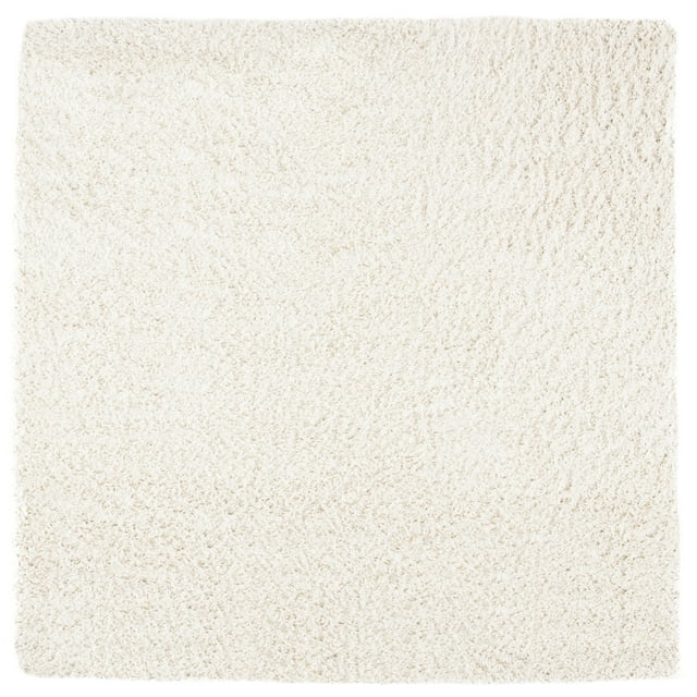 SAFAVIEH August Sophia Solid Shag Area Rug, Ivory, 4' x 4' Square
