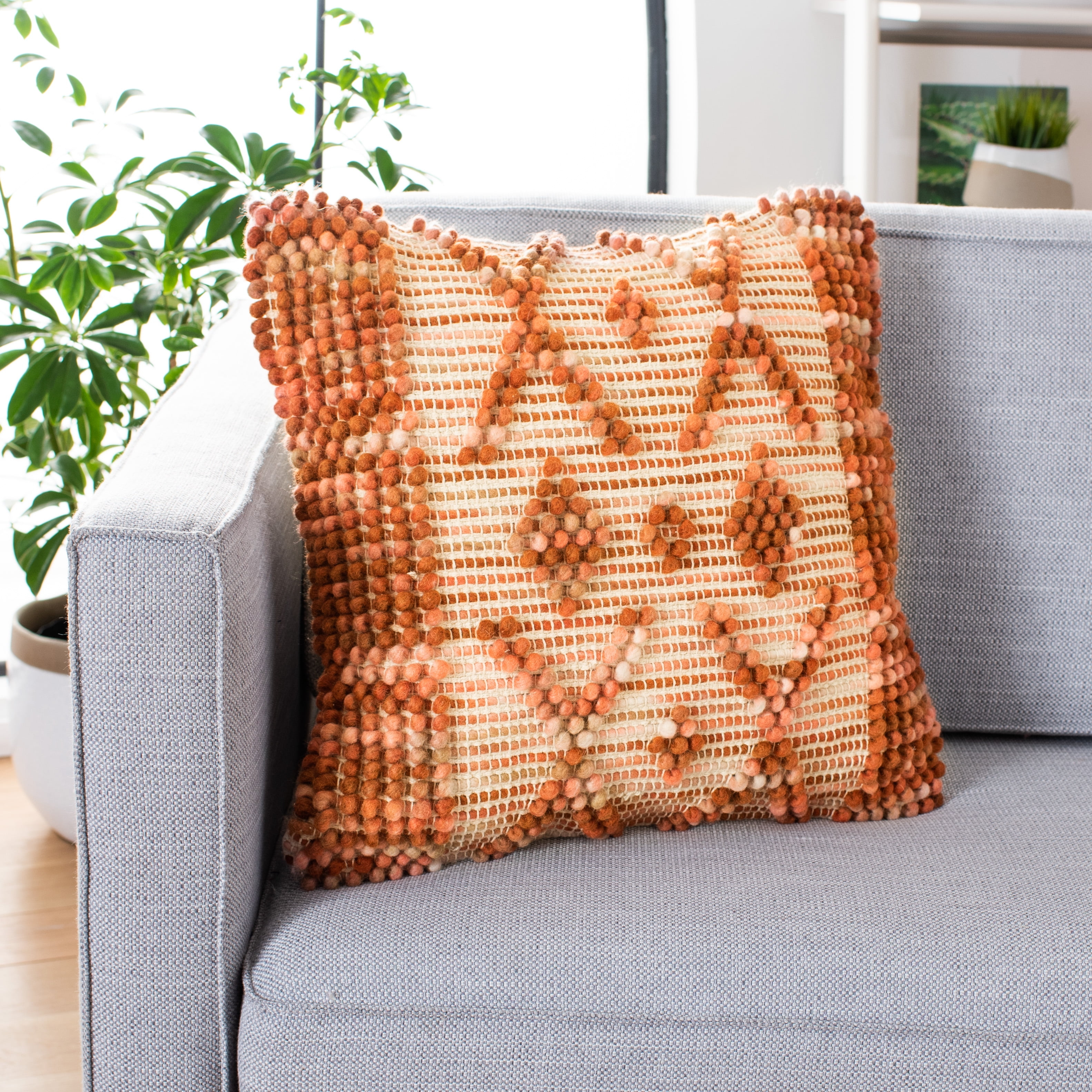 SAFAVIEH Baird Geometric Pillow, 20" x 20", Rust