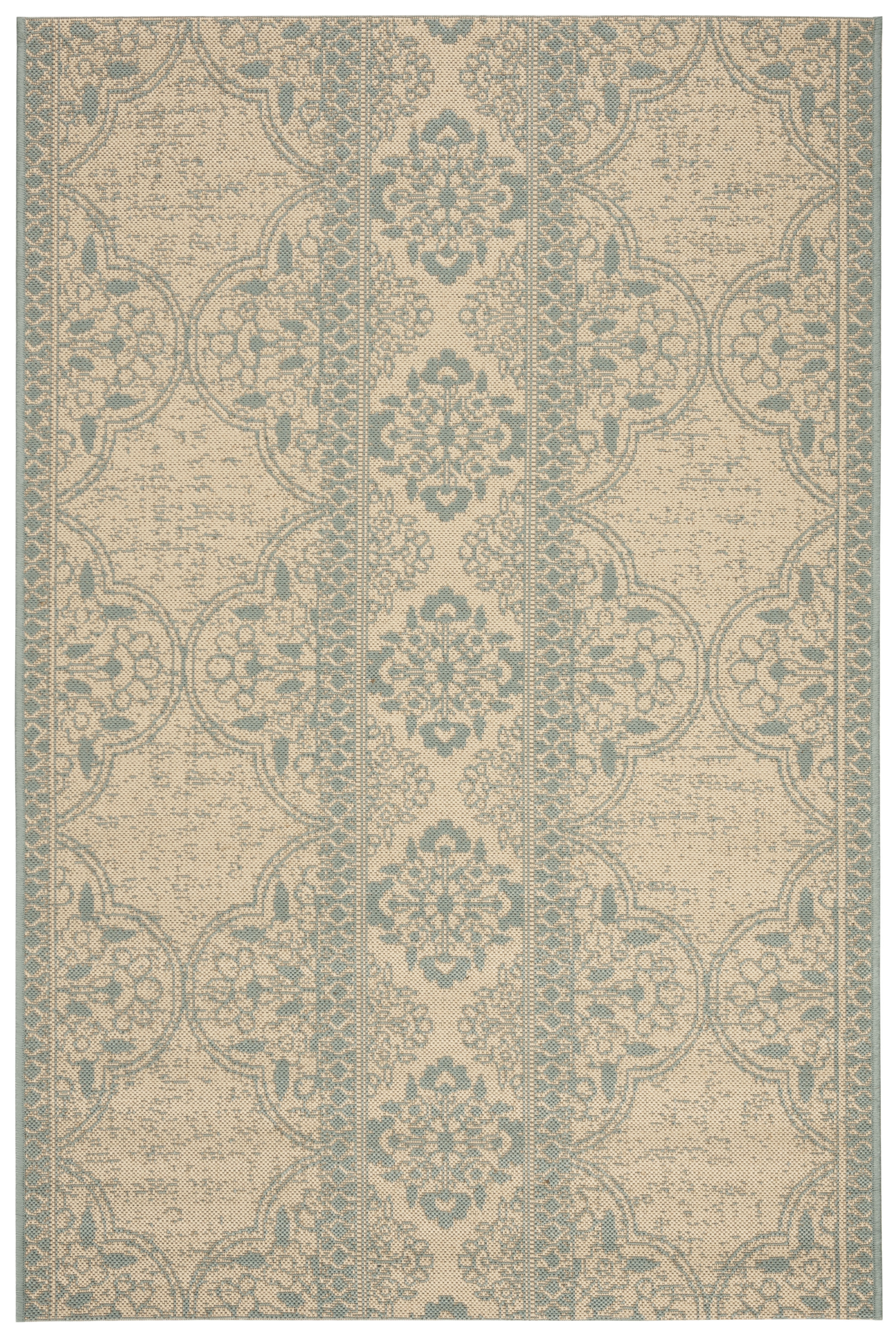SAFAVIEH Beach House Kiaran Southwestern Indoor/Outdoor Area Rug Aqua/Cream, 3' x 5'