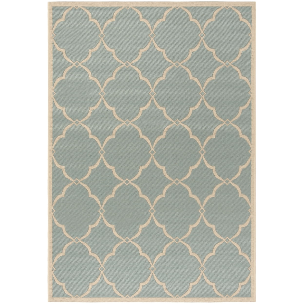 SAFAVIEH Beach House Nick Indoor/Outdoor Area Rug Aqua/Cream, 5'3" x 7'6"