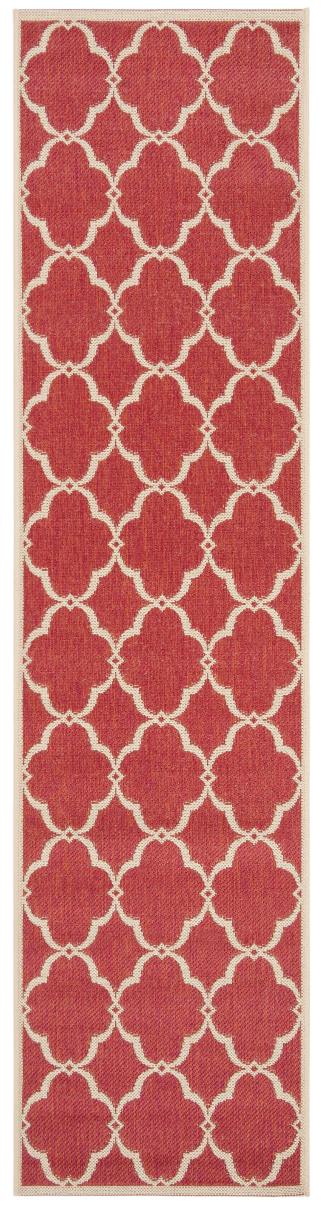 Beach House BHS125 Power Loomed Indoor/Outdoor Runner Rug - Red/Creme - 2'2"x8' - Safavieh