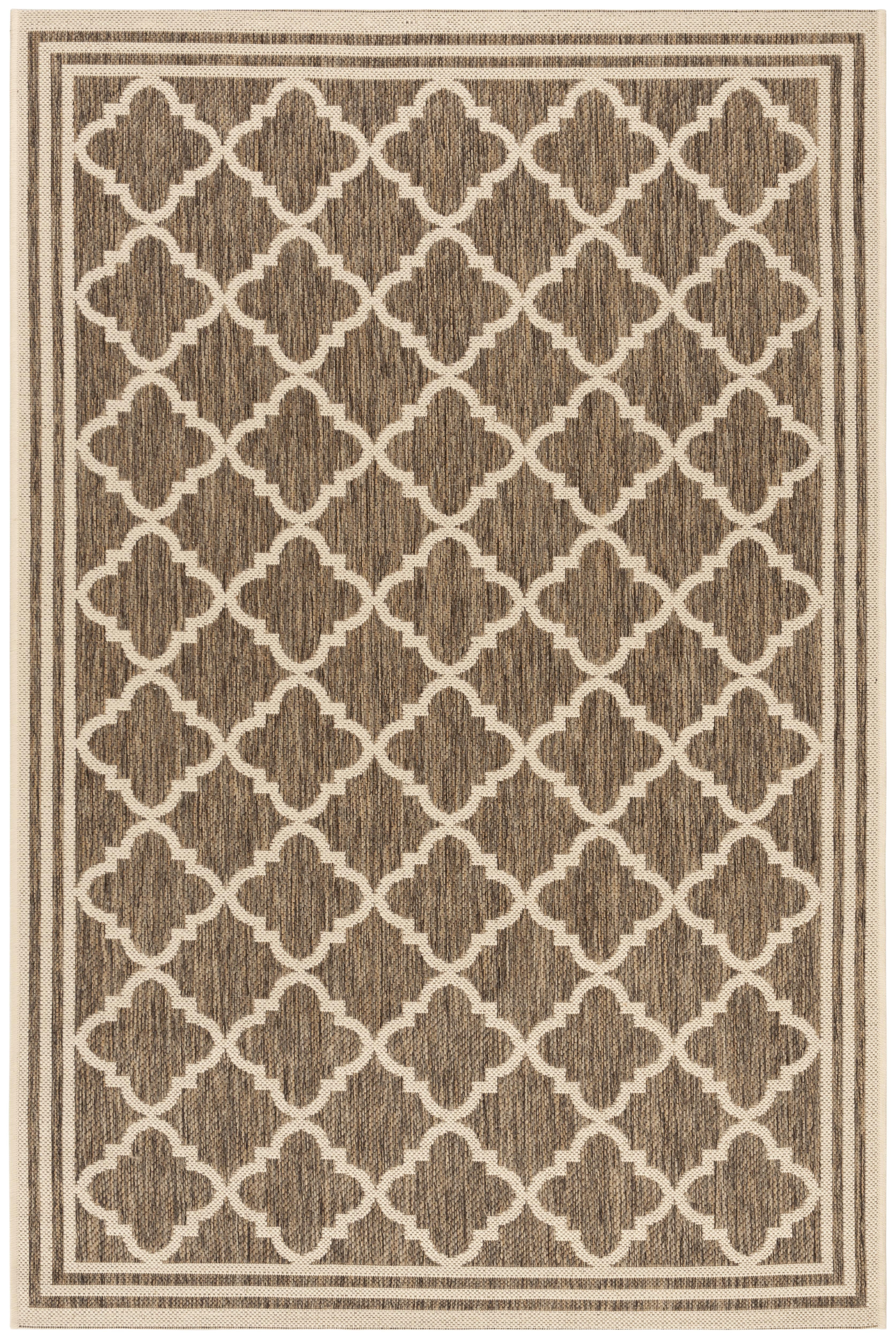 SAFAVIEH Beach House Nima Trellis Indoor/Outdoor Area Rug Beige/Cream, 5'3" x 7'6"