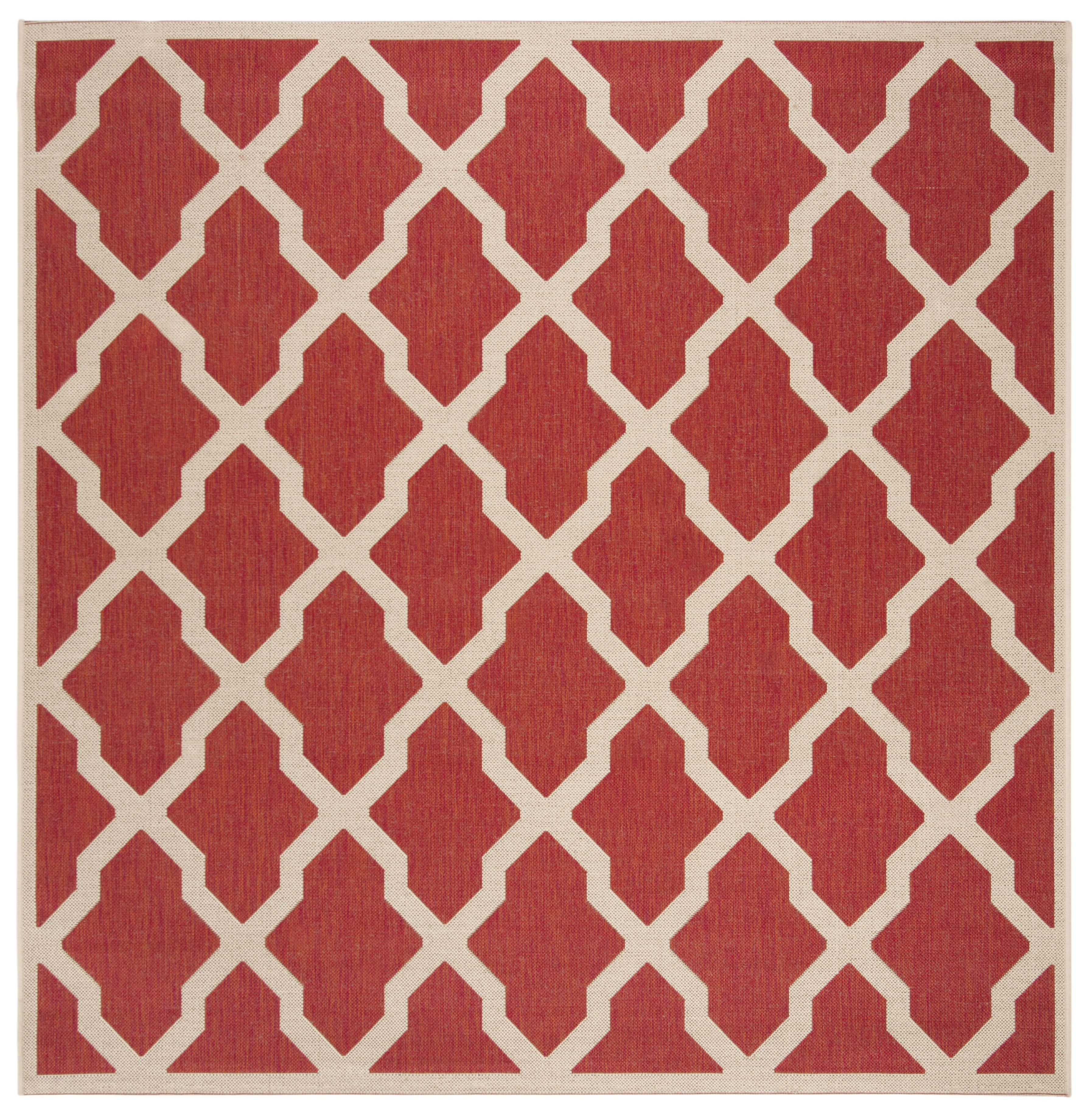 Beach House BHS122 Power Loomed Indoor/Outdoor Area Rug - Red/Creme - 6'7"x6'7" - Safavieh