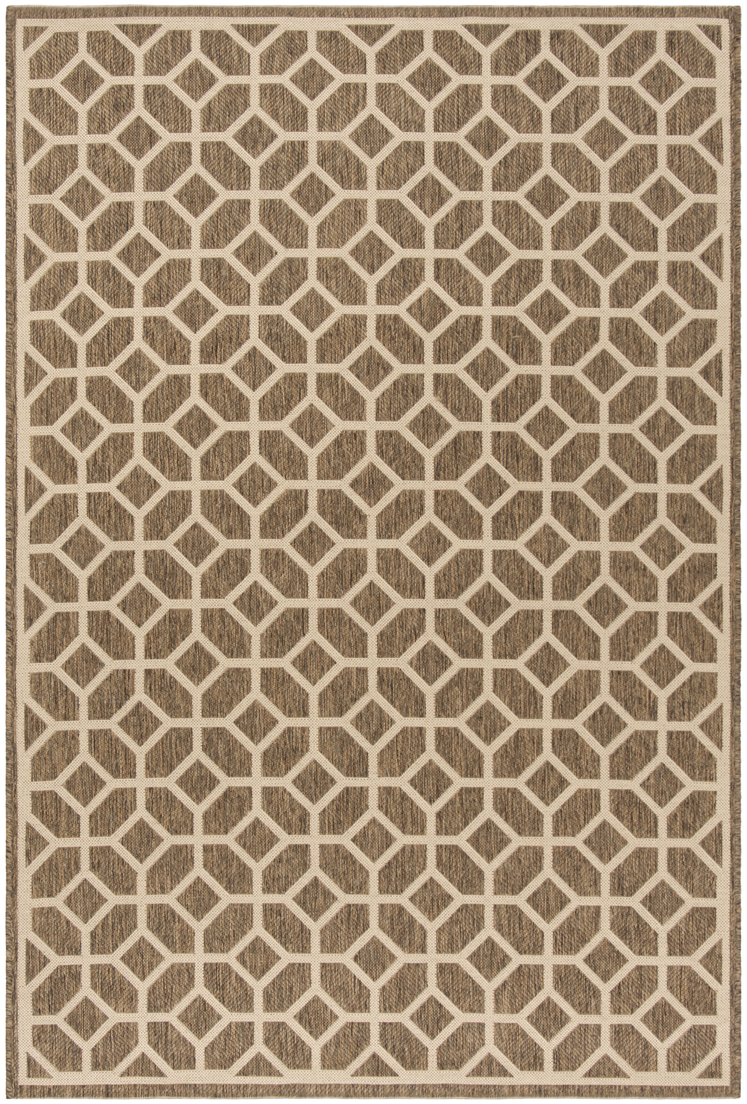 SAFAVIEH Beach House Kadri Geometric Indoor/Outdoor Area Rug, Beige/Cream, 5'3" x 7'6"