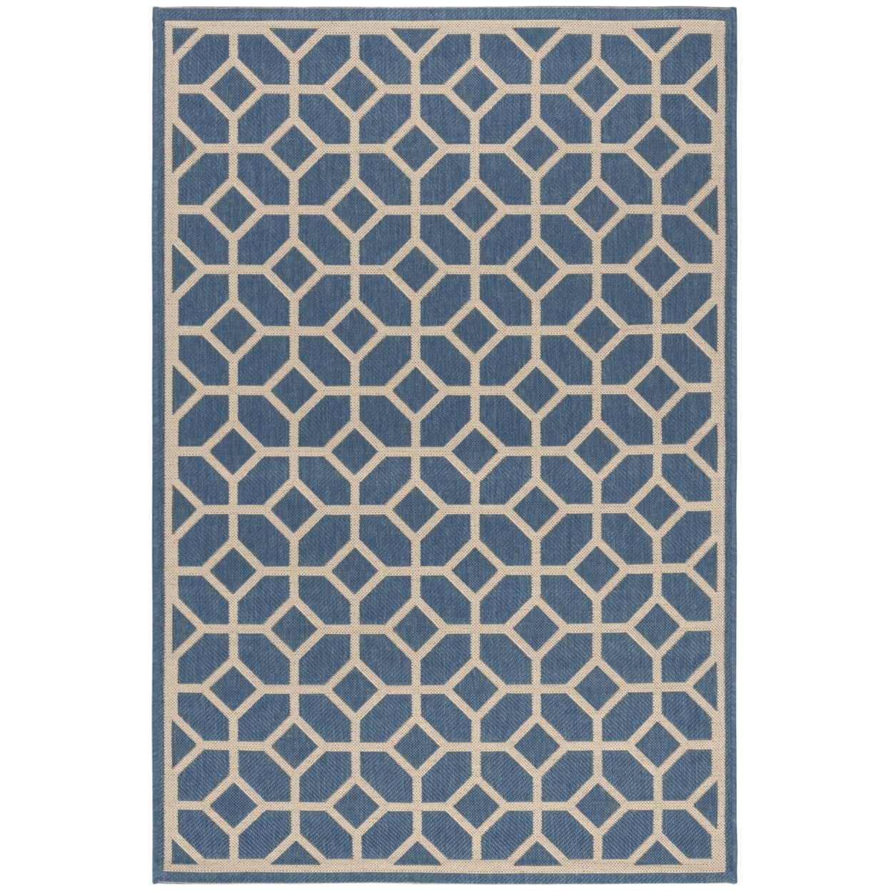 SAFAVIEH Beach House Theo Geometric Indoor/Outdoor Area Rug Blue/Cream, 3' x 5'