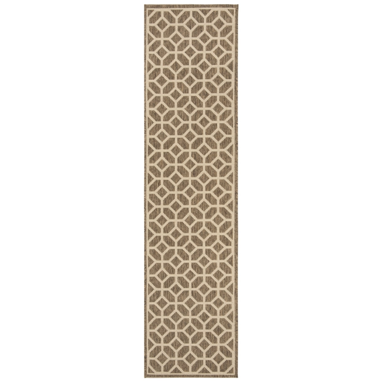 SAFAVIEH Beach House Kadri Geometric Indoor/Outdoor Runner Rug, Beige/Cream, 2'2" x 8'