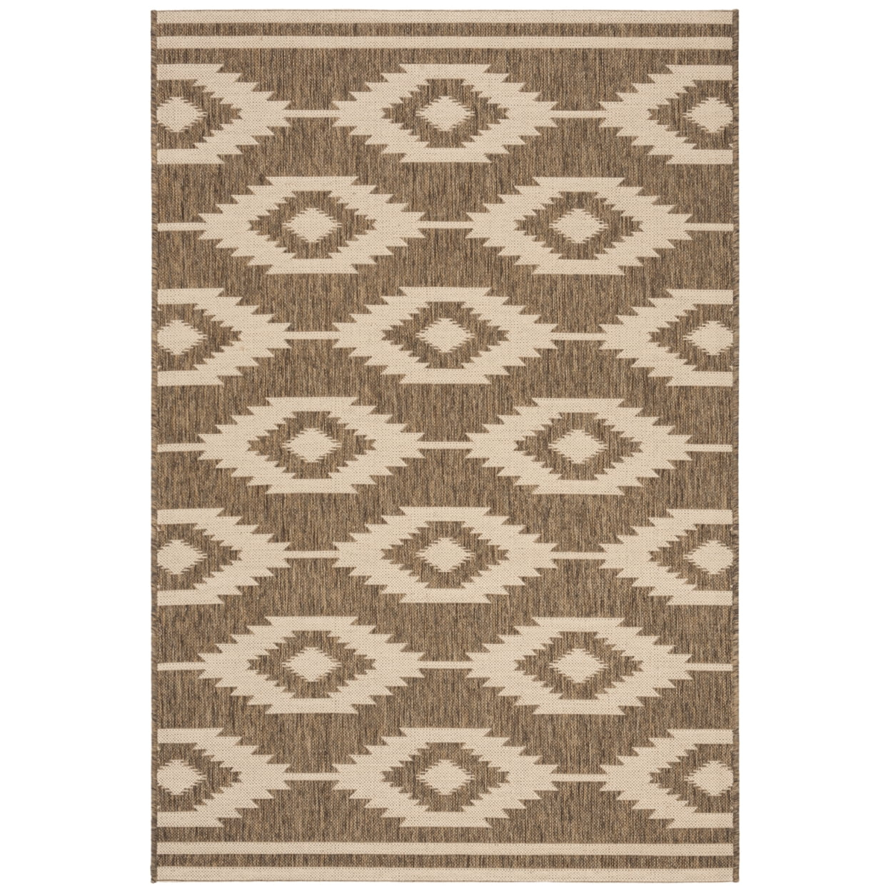 SAFAVIEH Beach House Vasiliki Geometric Indoor/Outdoor Area Rug, Cream/Beige, 3' x 5'