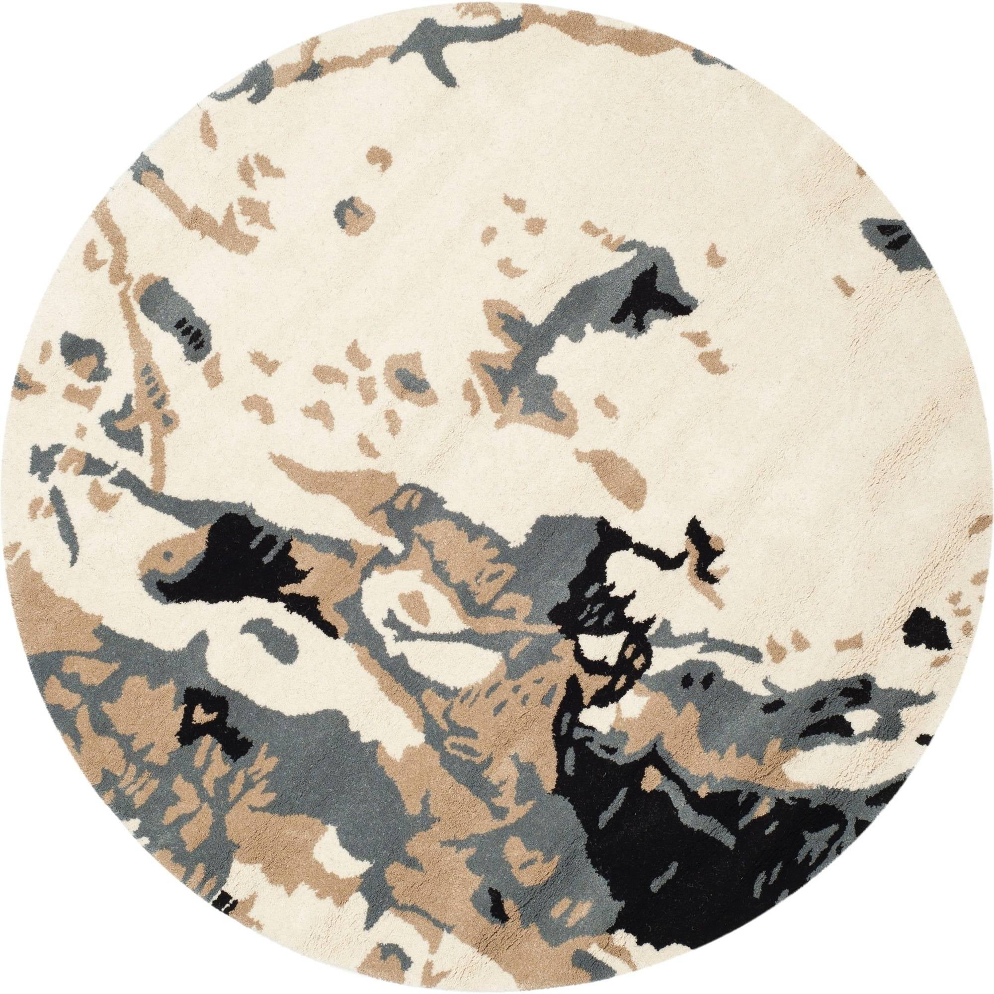 Bella BEL117 Hand Tufted Area Rug - Ivory/Grey - 5' Round - Safavieh.