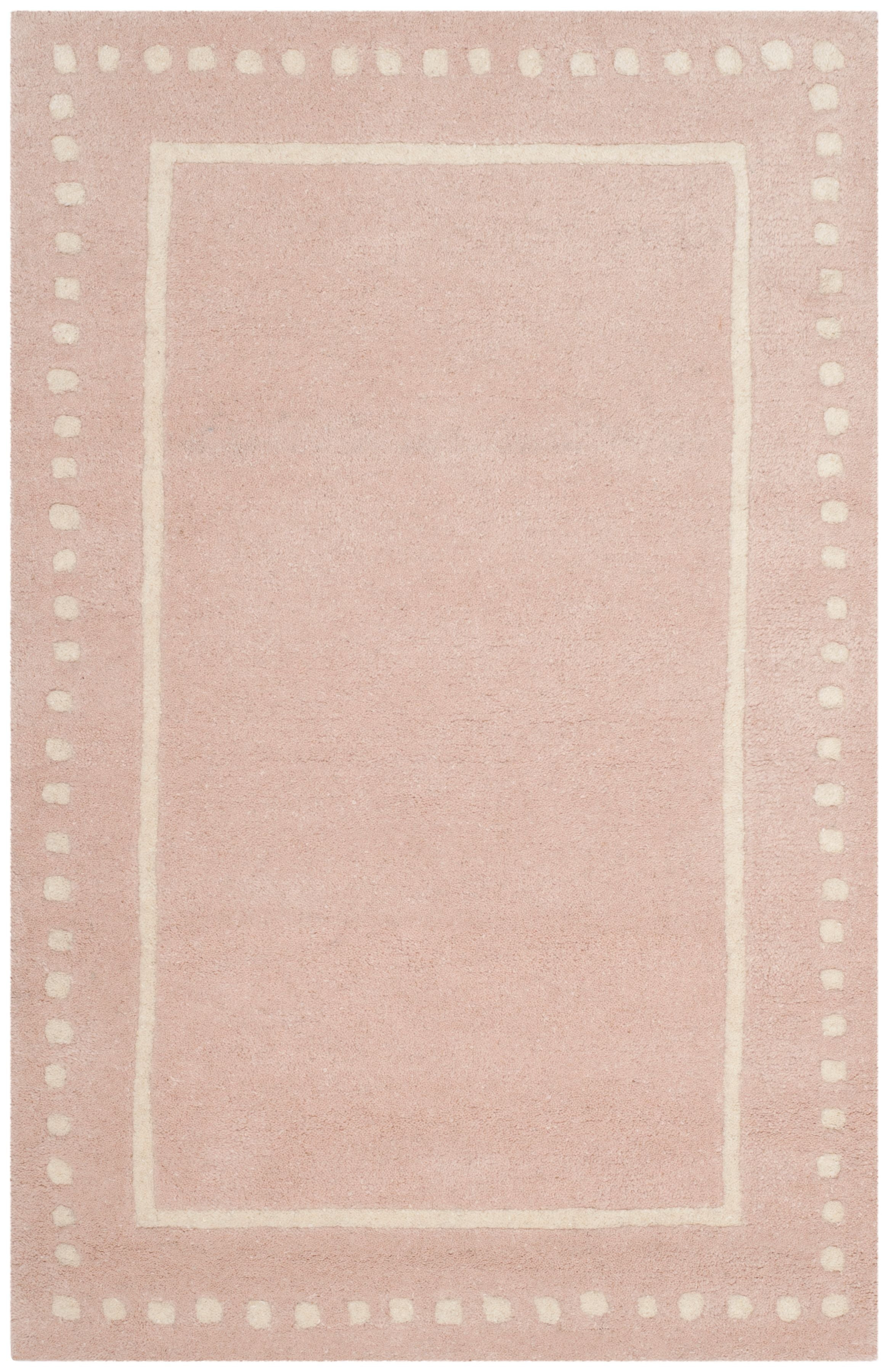 SAFAVIEH Bella Danita Plain Dotted Bordered Wool Area Rug, Light Pink/Ivory, 2' x 3'
