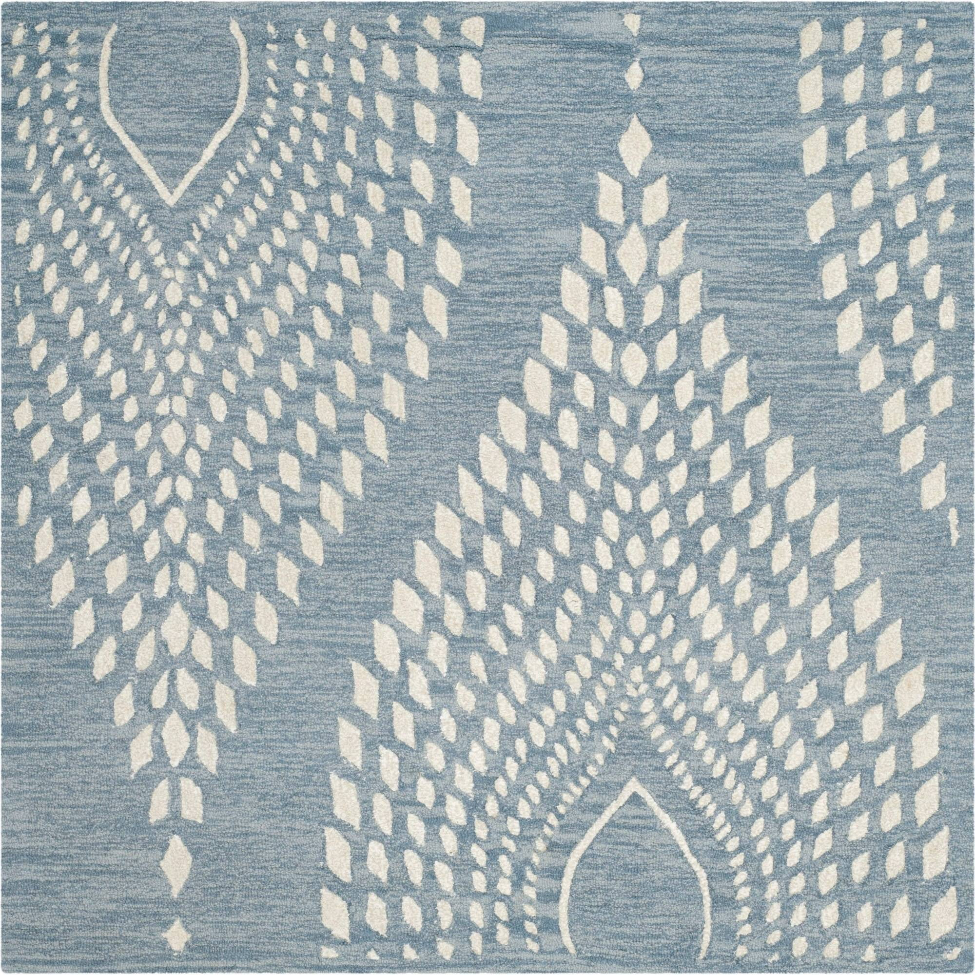 Bella BEL126 Hand Tufted Area Rug - Blue/Ivory - 5'x5' - Safavieh.