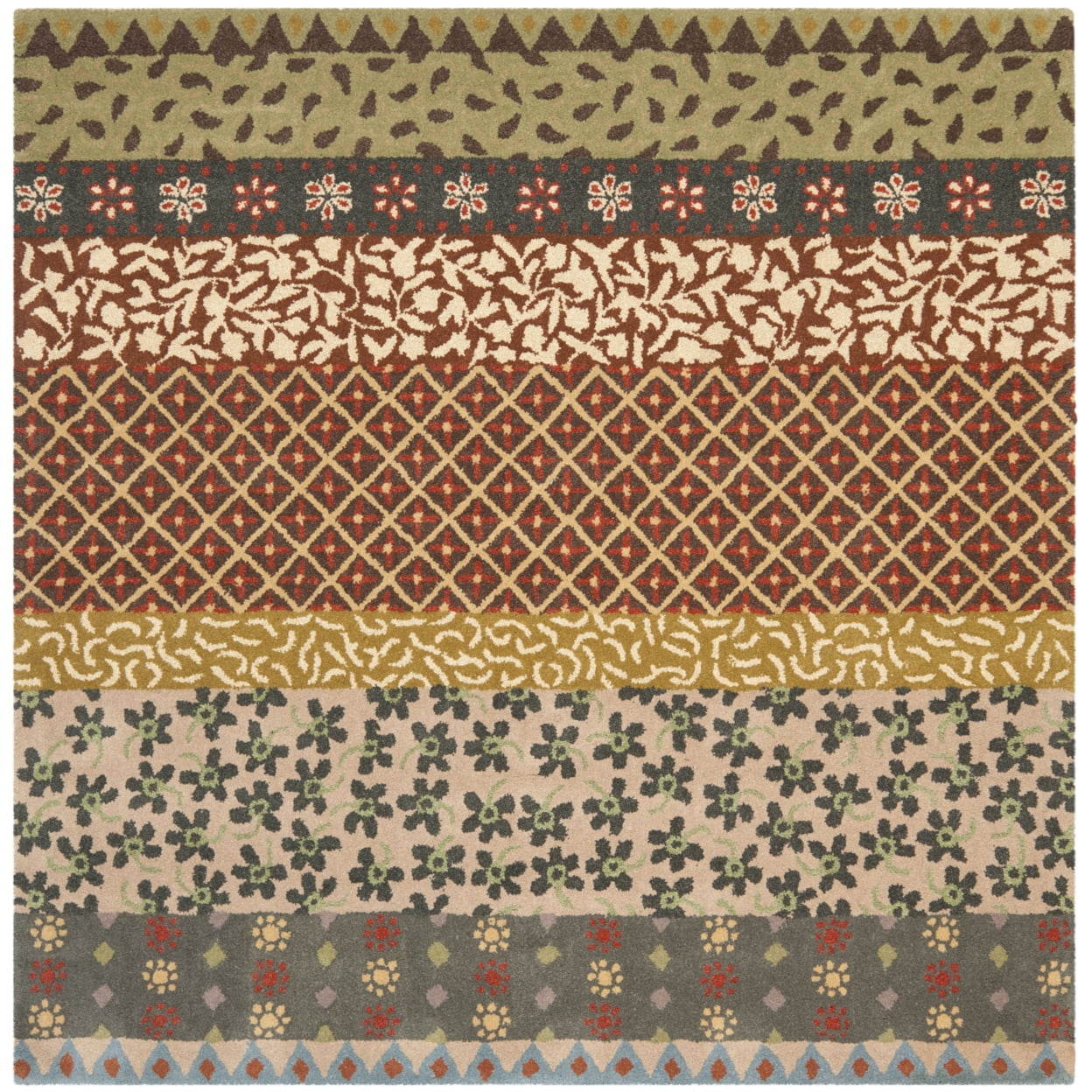 Bella BEL351 Hand Tufted Area Rug - Ivory/Multi - 6'x6' - Safavieh.