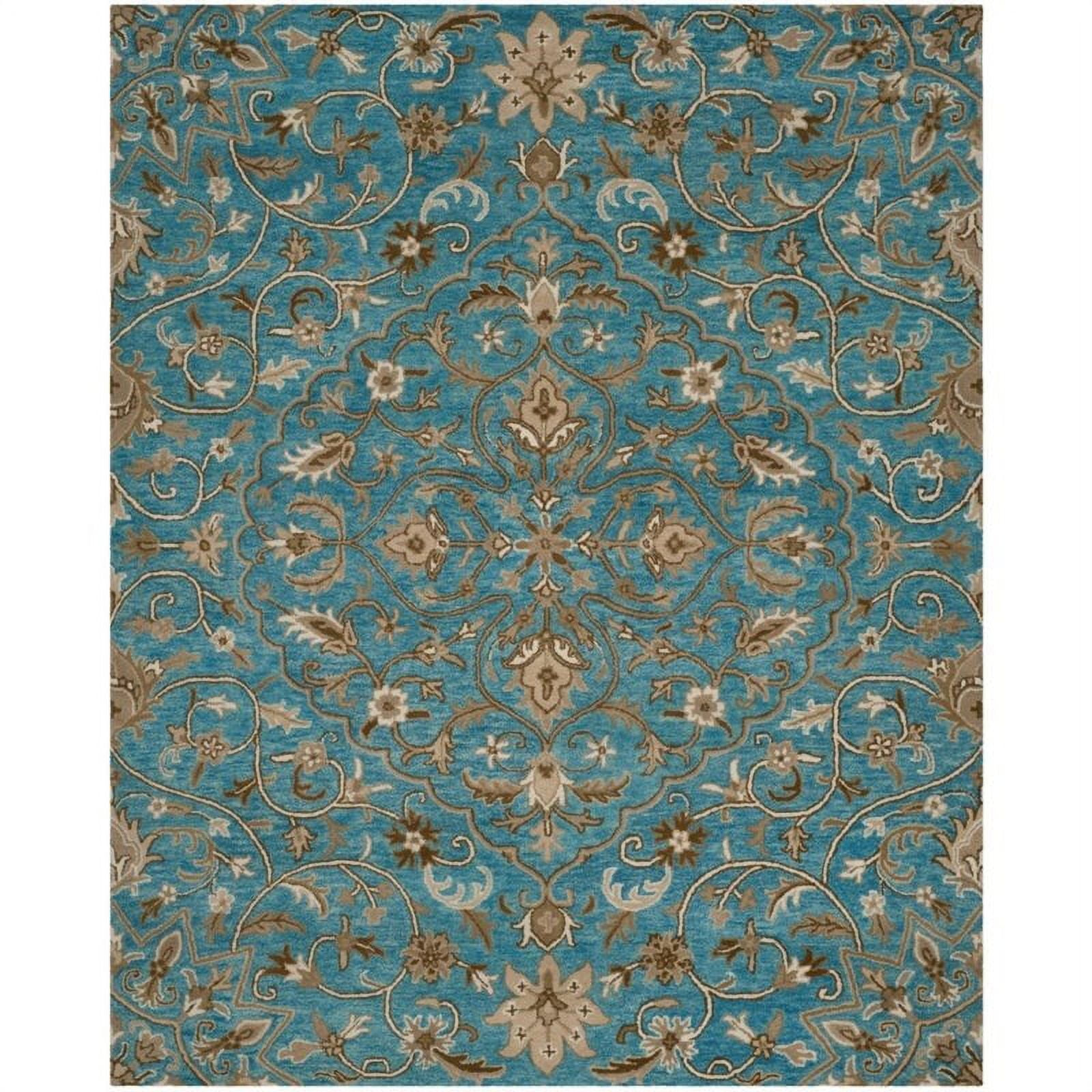 Bella BEL673 Hand Tufted Area Rug - Blue/Taupe - 5'x5' - Safavieh.