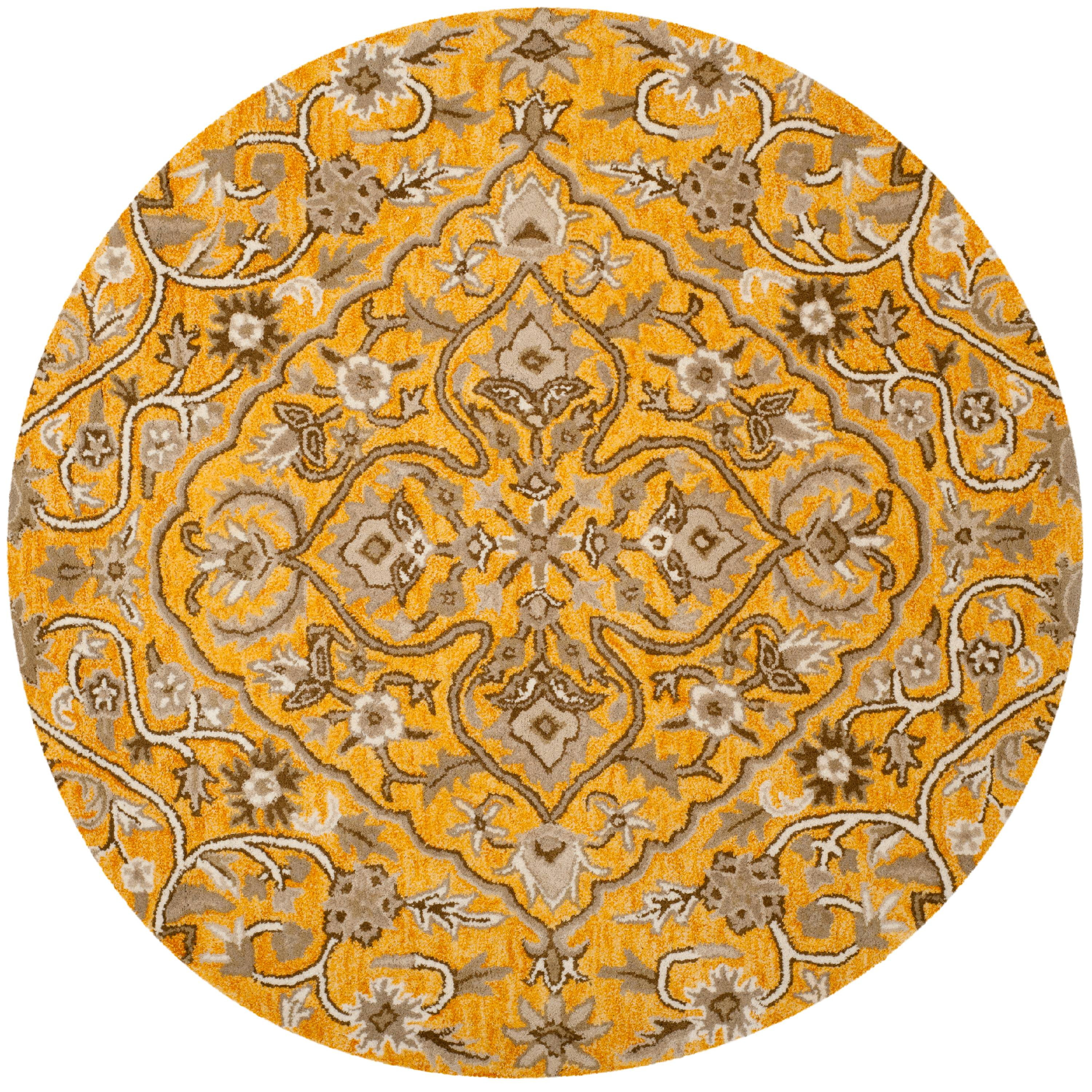 Bella BEL673 Hand Tufted Area Rug - Gold/Taupe - 5' round - Safavieh.
