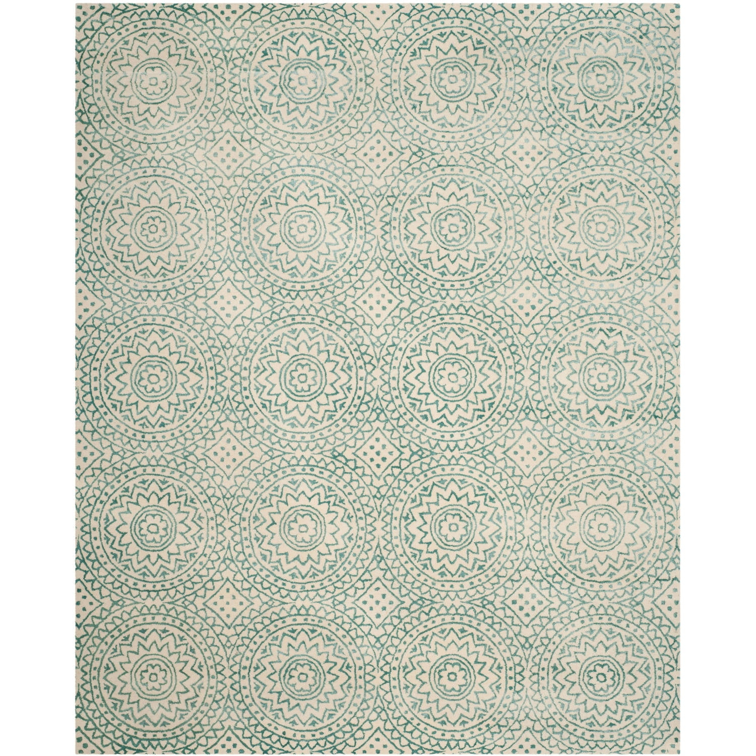 SAFAVIEH Bella Natalee Medallion Geometric Wool Area Rug, Ivory/Blue, 8' x 10'