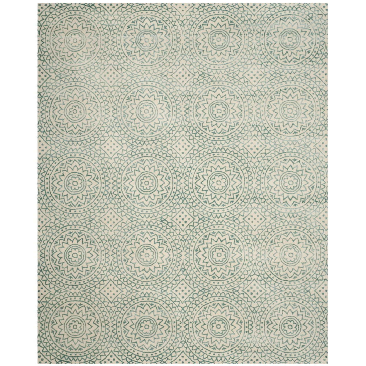 SAFAVIEH Bella Natalee Medallion Geometric Wool Area Rug, Ivory/Blue, 8' x 10'