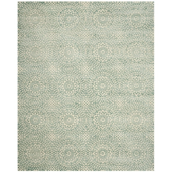 SAFAVIEH Bella Natalee Medallion Geometric Wool Area Rug, Ivory/Blue, 8' x 10'