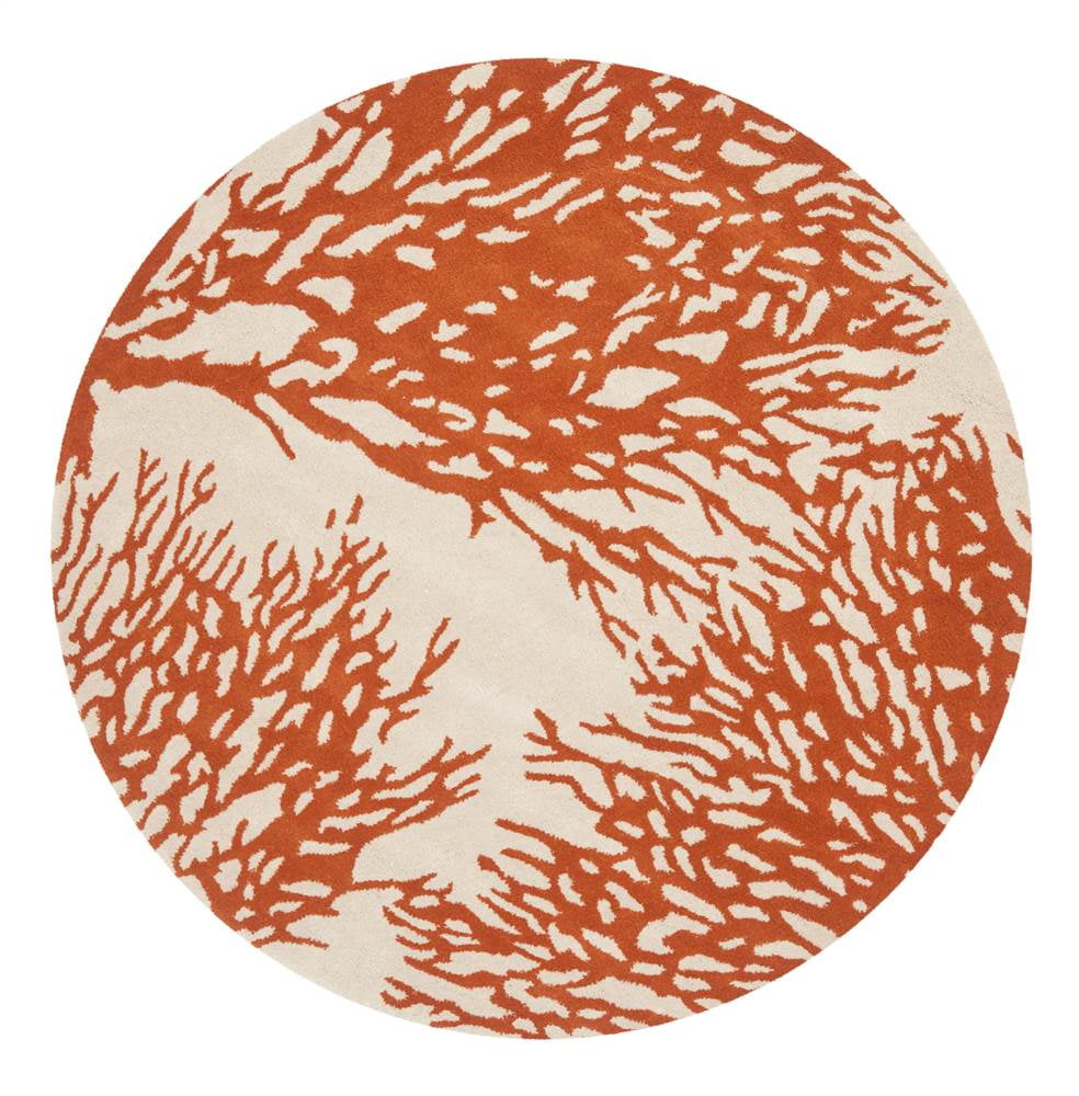 Bella BEL115 Hand Tufted Area Rug - Beige/Terracotta - 5' Round - Safavieh.