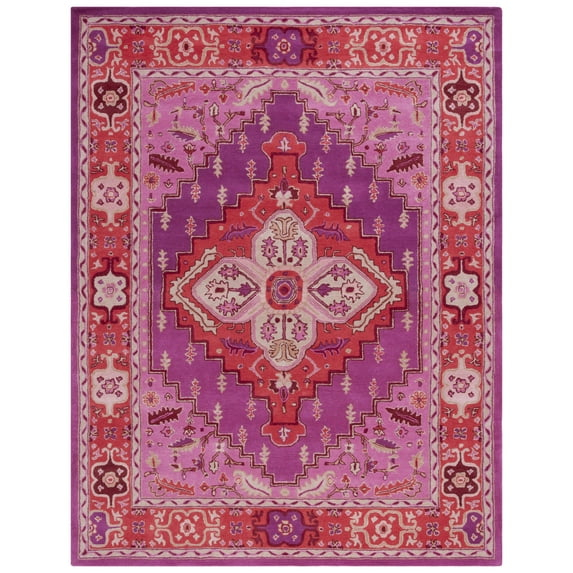 SAFAVIEH Bellagio Major Bordered Wool Area Rug, Red/Pink, 10' x 14'