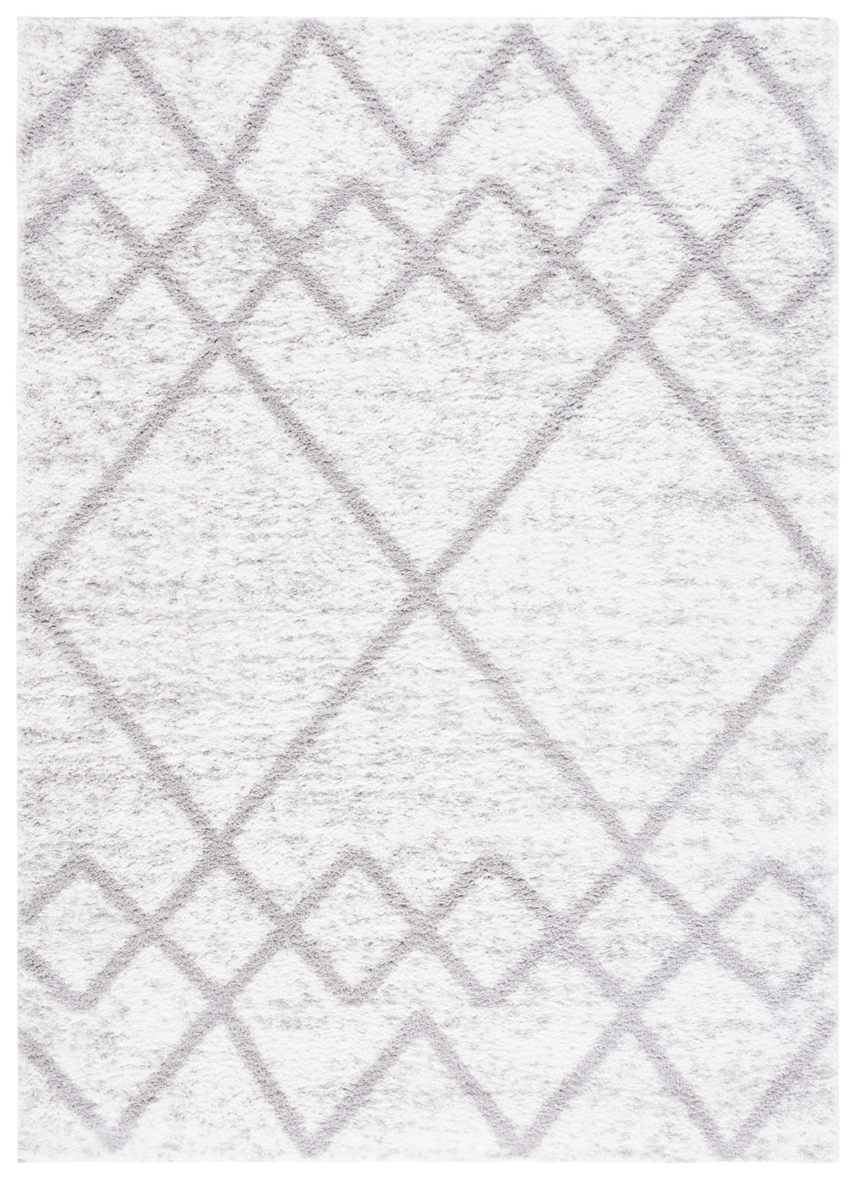 SAFAVIEH Berber Shag Lidija Trellis Area Rug, Grey/Ivory, 8' x 10'