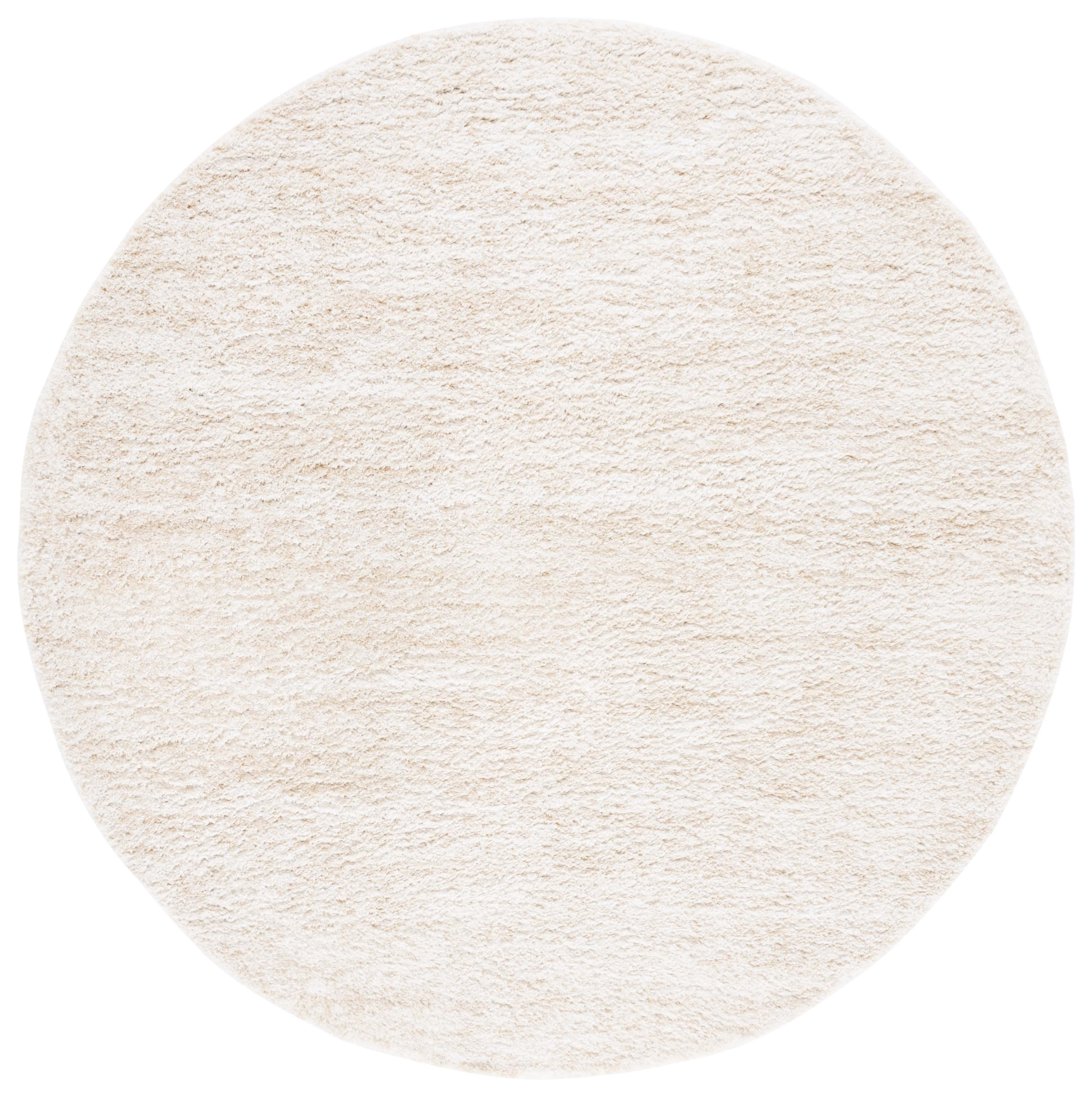 SAFAVIEH Berber Torvald Abstract Polyester Shag Area Rug, Ivory/Beige, 4'5" x 4'5" Round