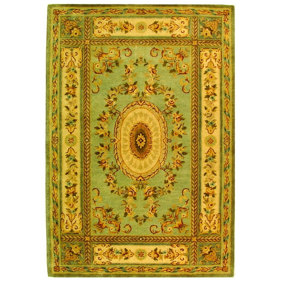SAFAVIEH Bergama Cromwell Oriental Wool Area Rug, Light Blue/Ivory, 6' x 9'