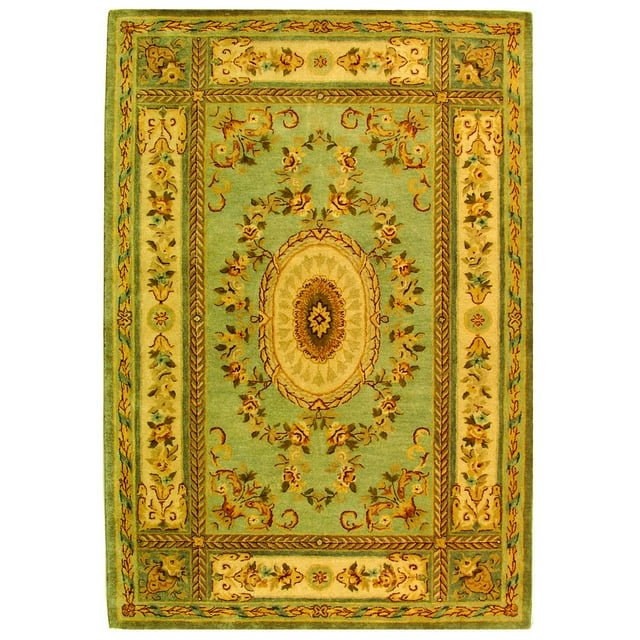 SAFAVIEH Bergama Cromwell Oriental Wool Area Rug, Light Blue/Ivory, 6' x 9'