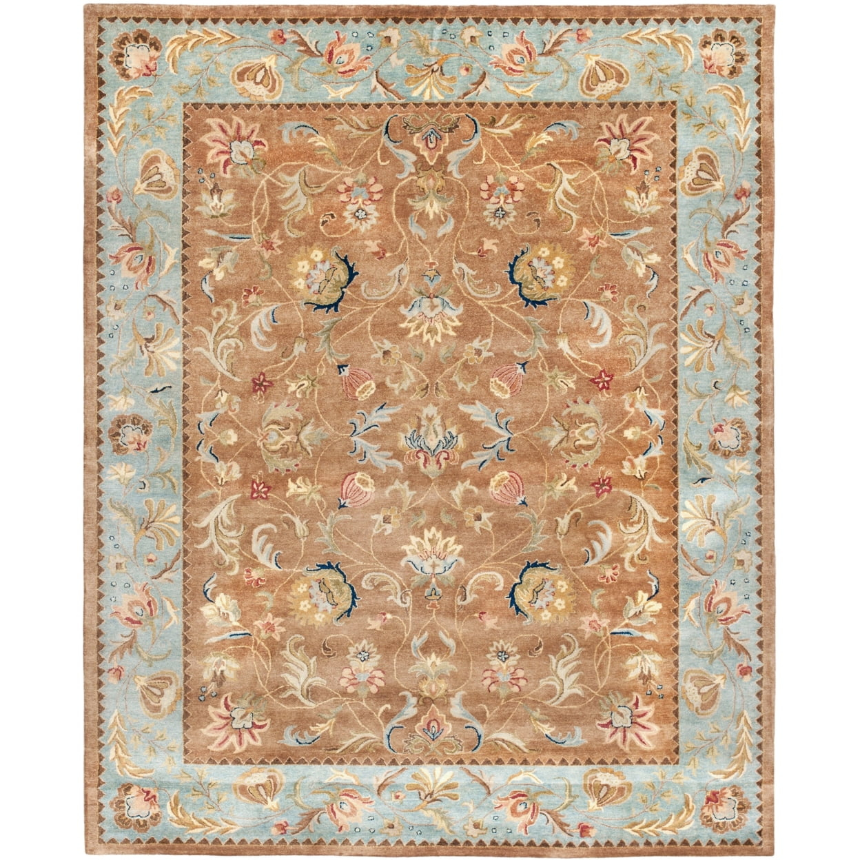 SAFAVIEH Bergama Michayla Traditional Wool Area Rug, Brown/Blue, 5' x 8'