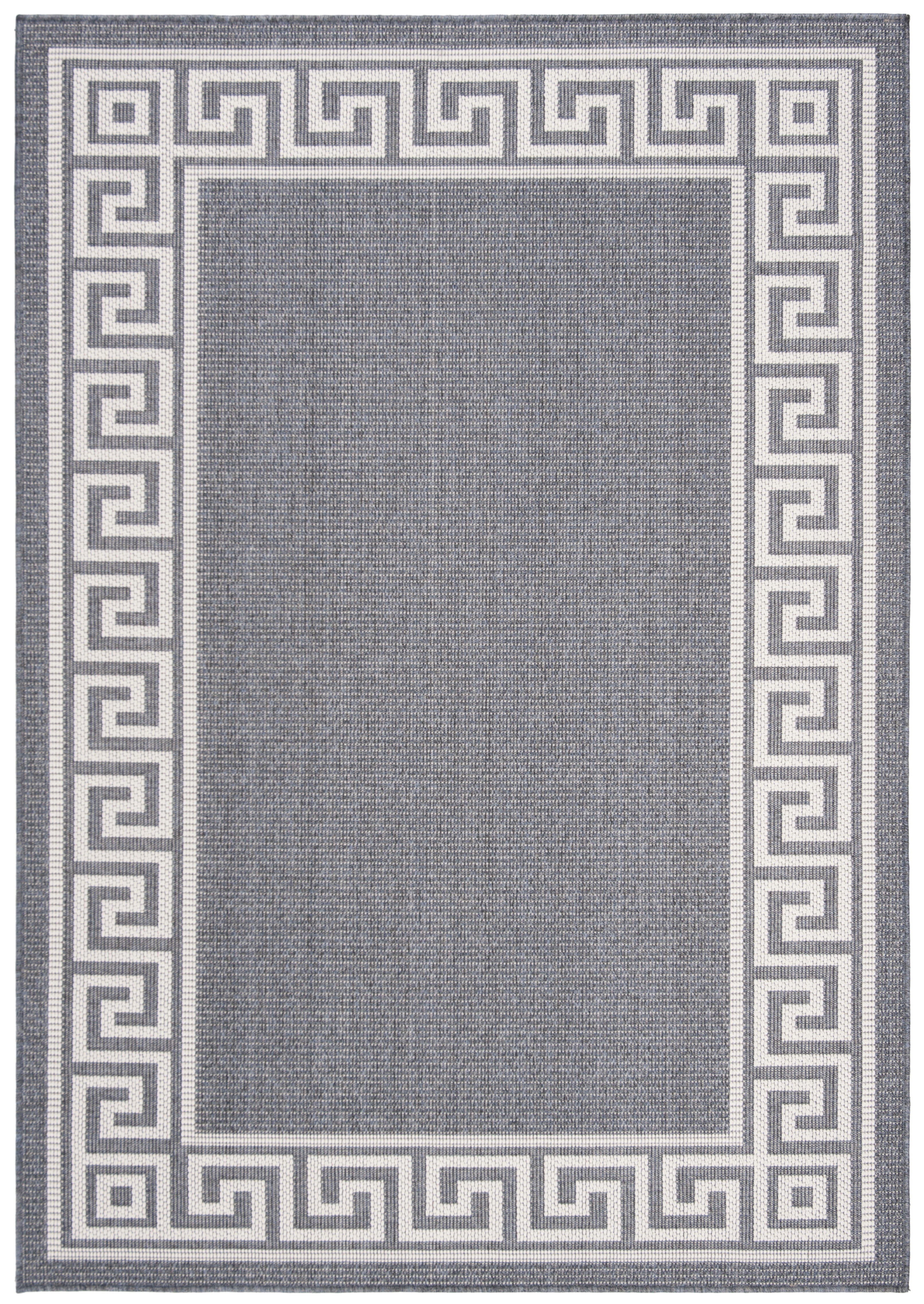 SAFAVIEH Bermuda Isidora Geometric Machine Washable Indoor/Outdoor Area Rug, Dark Blue/Ivory, 8' x 10'