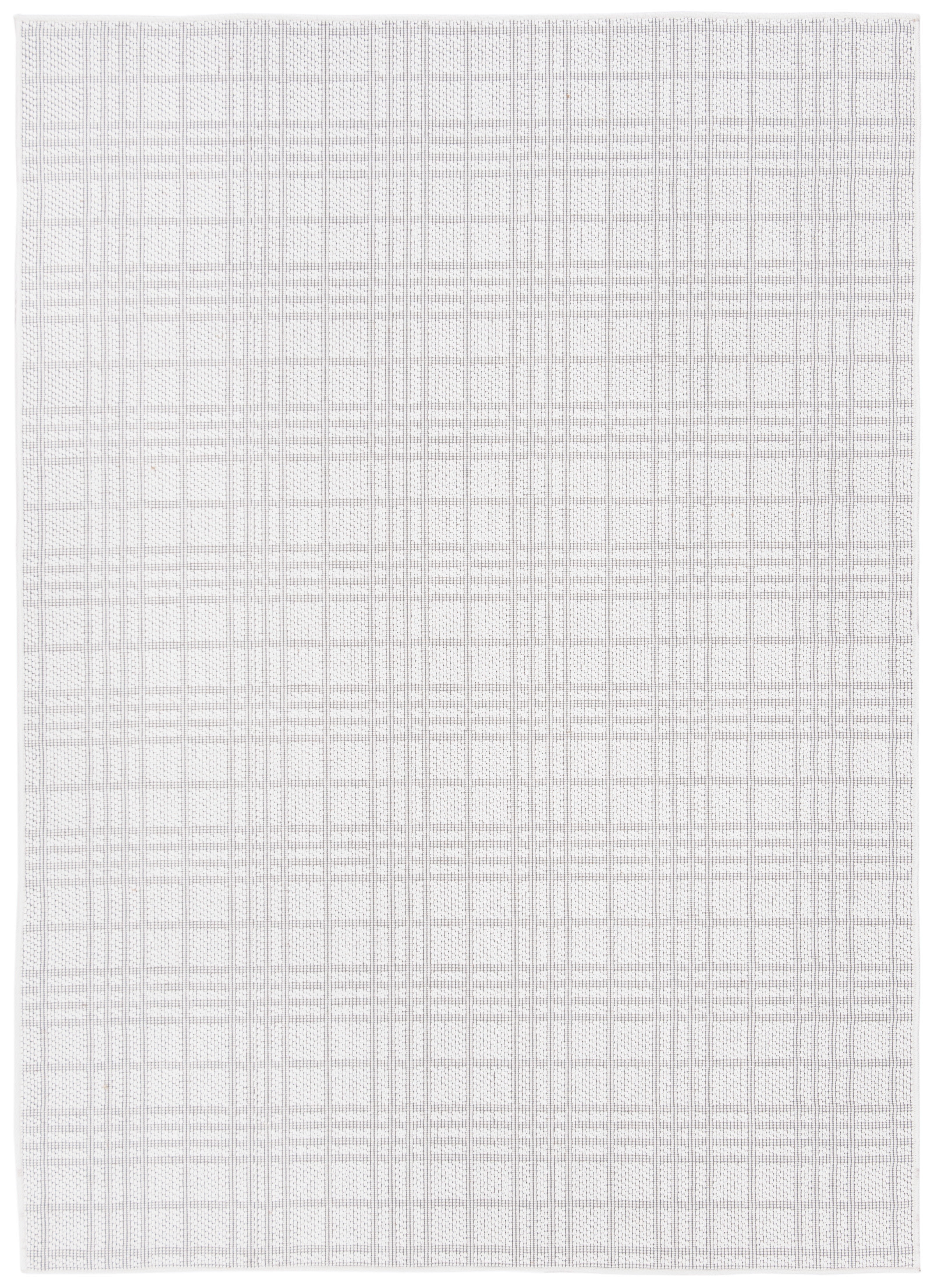 SAFAVIEH Bermuda Lavern Geometric Machine Washable Indoor/Outdoor Area Rug, Ivory/Light Grey, 6'7" x 9'2"