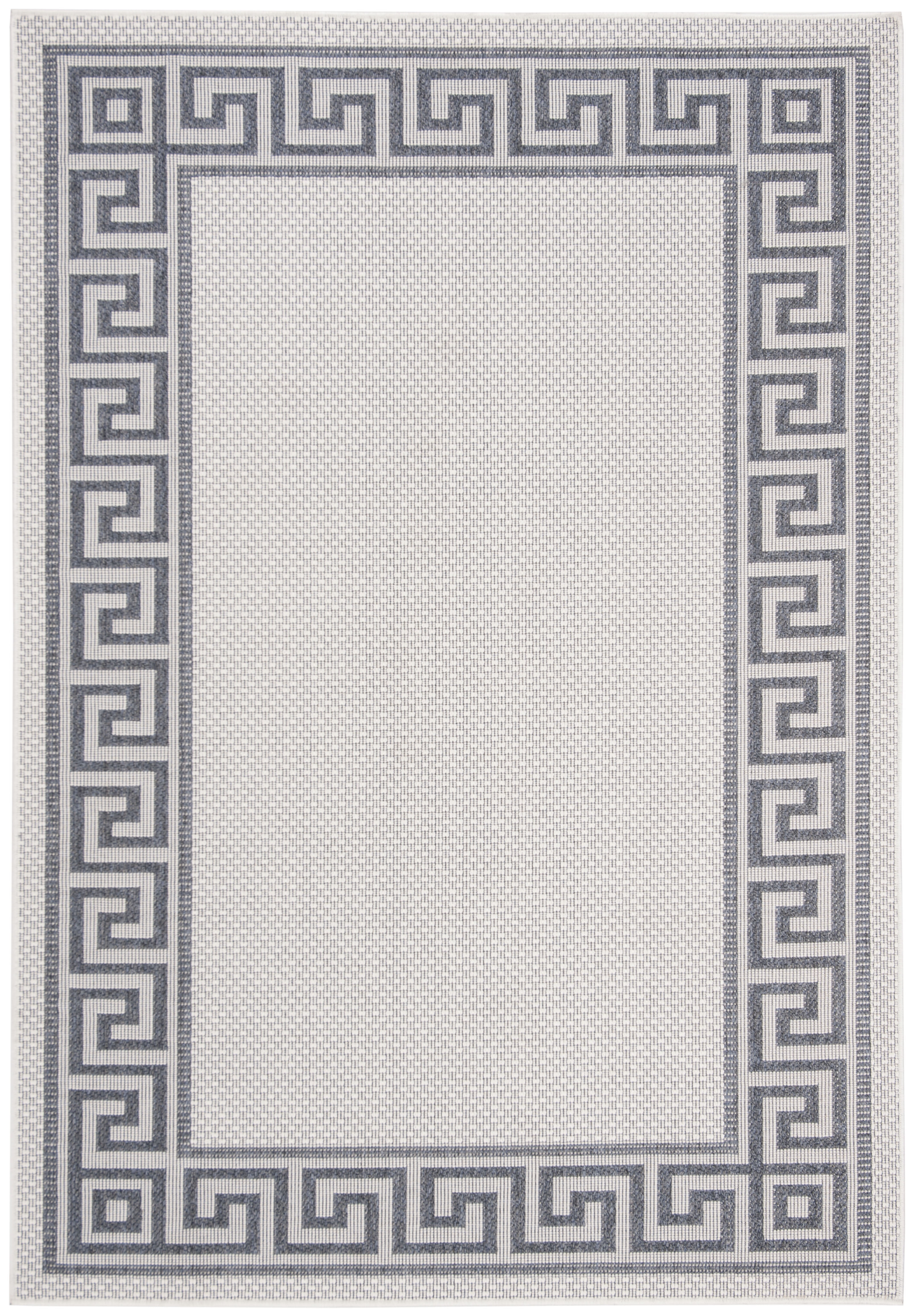 SAFAVIEH Bermuda Isidora Geometric Machine Washable Indoor/Outdoor Area Rug, Ivory/Blue, 5'3" x 7'6"