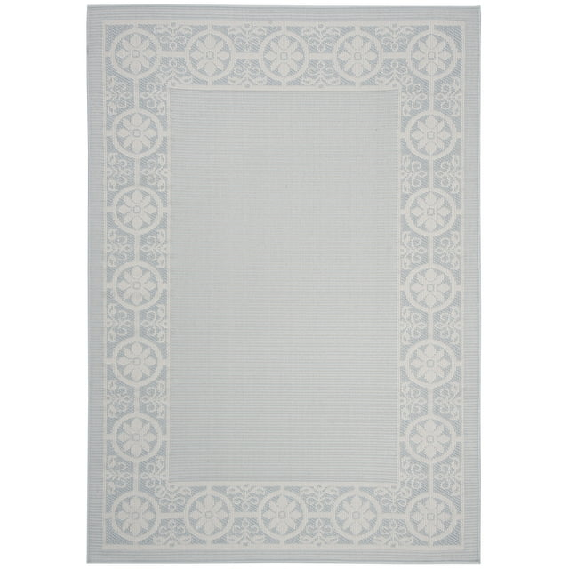 SAFAVIEH Bermuda Patton Floral Machine Washable Indoor/Outdoor Area Rug, Light Blue/Ivory, 8' x 10'
