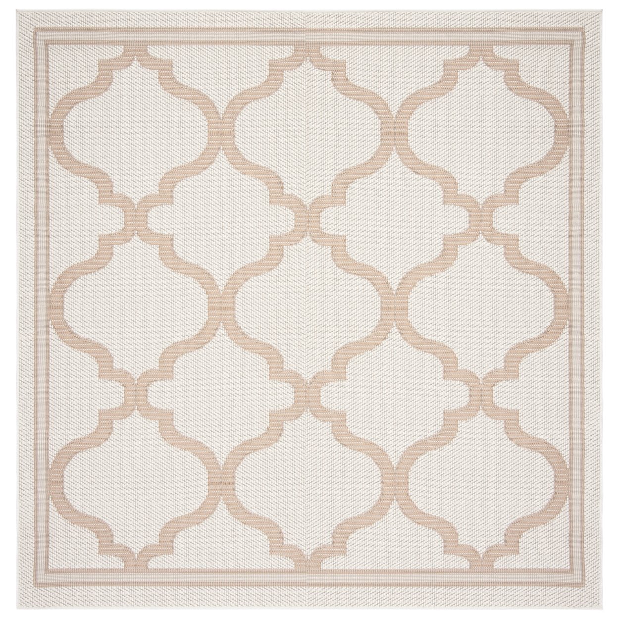 SAFAVIEH Bermuda Tamaya Geometric Machine Washable Indoor/Outdoor Area Rug, Ivory/Beige, 8' x 8' Square