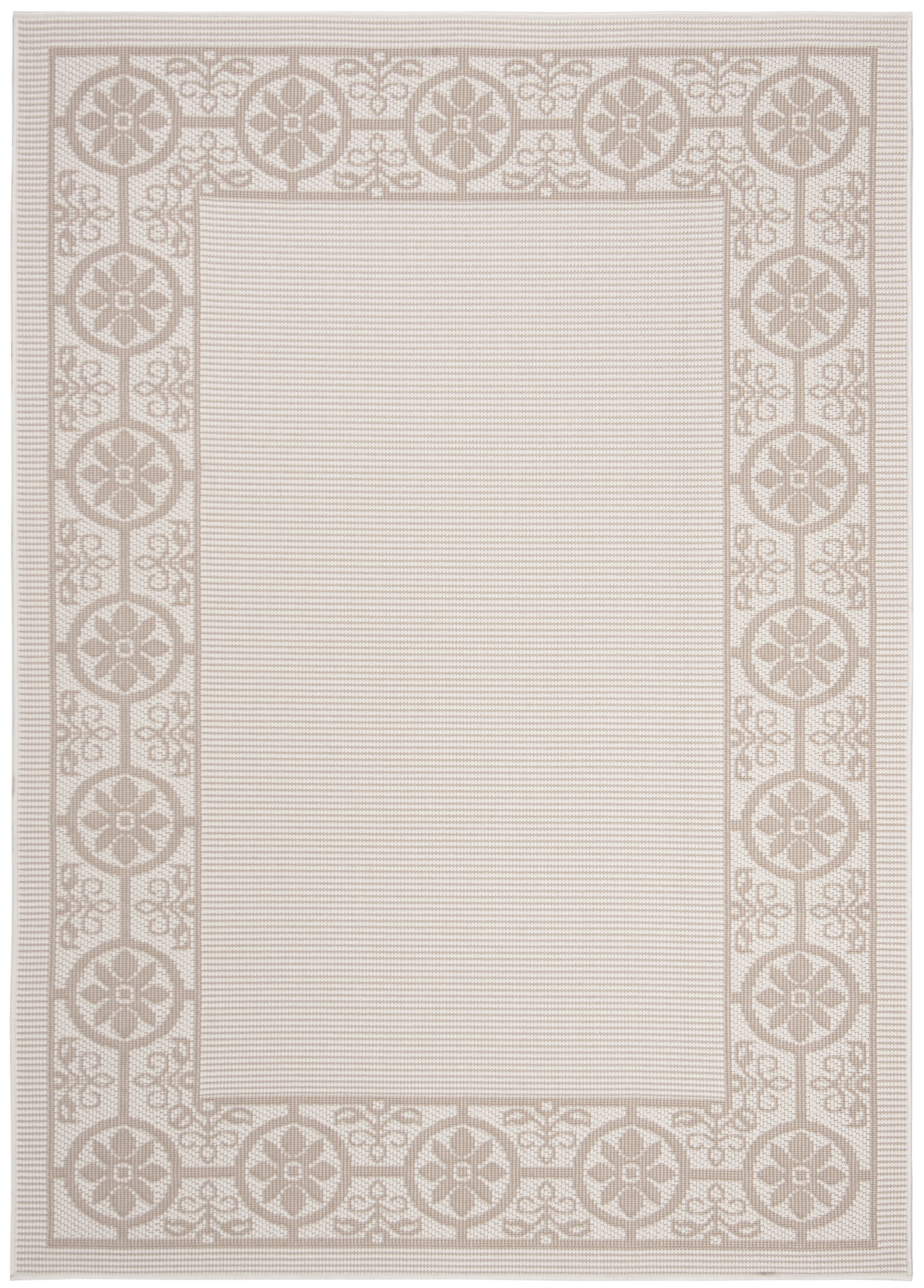 SAFAVIEH Bermuda Zoey Floral Bordered Indoor/Outdoor Area Rug Ivory/Beige, 9' x 12'