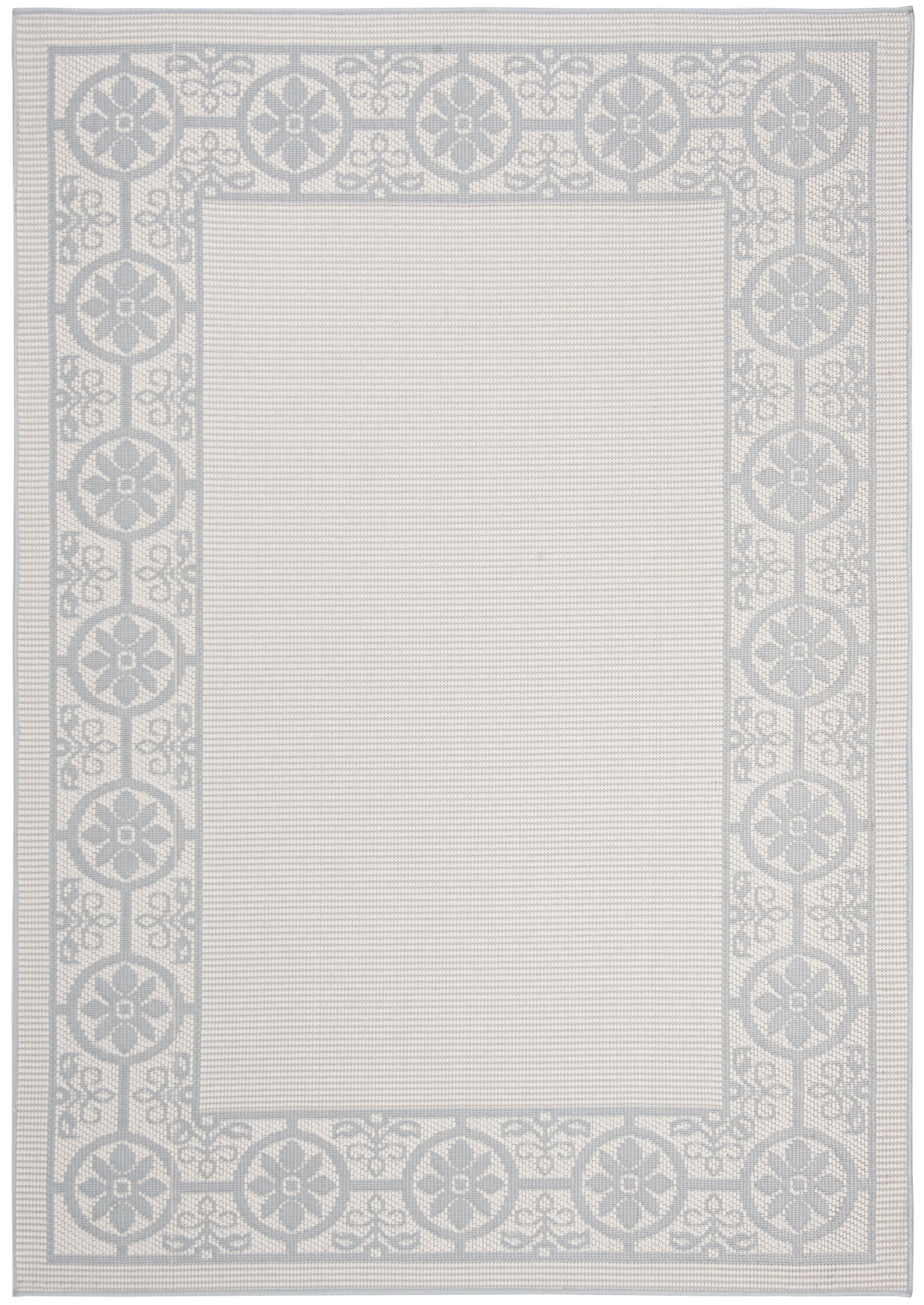 SAFAVIEH Bermuda Zoey Floral Bordered Indoor/Outdoor Area Rug Ivory/Light Blue, 8' x 10'