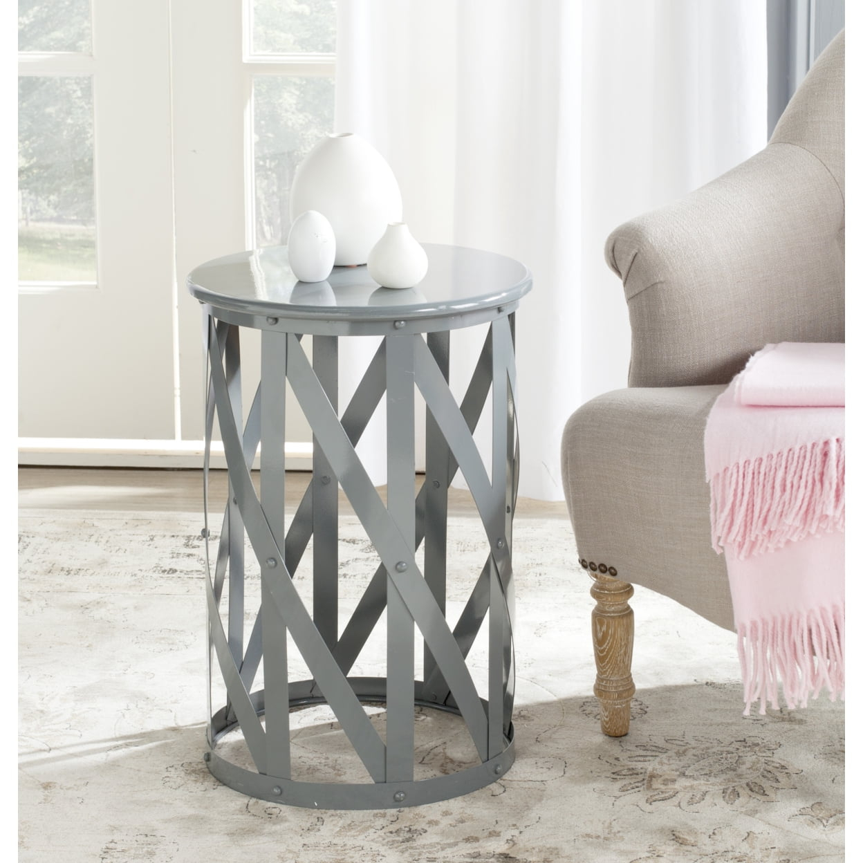 Bertram Lattice Accent Table - Grey - Safavieh.