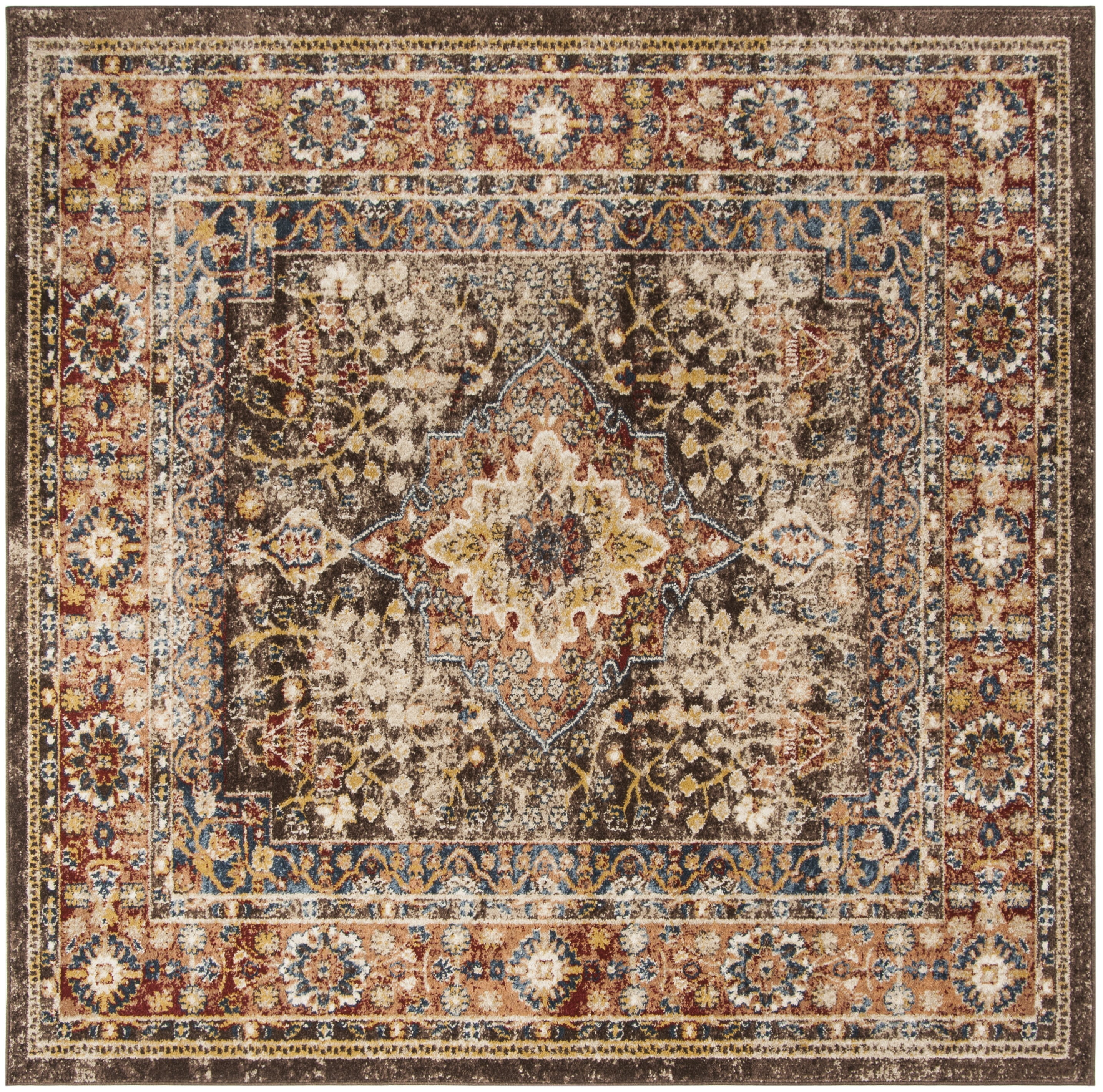 SAFAVIEH Bijar Rhona Oriental Area Rug, Brown/Rust, 11' x 11' Square