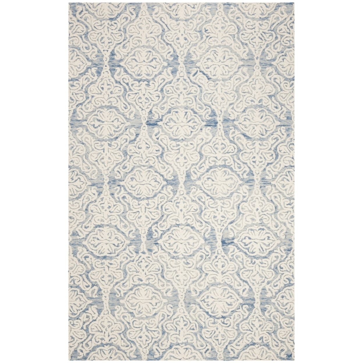 SAFAVIEH Blossom Asher Geometric Wool Area Rug, Blue/Ivory, 6' x 9'